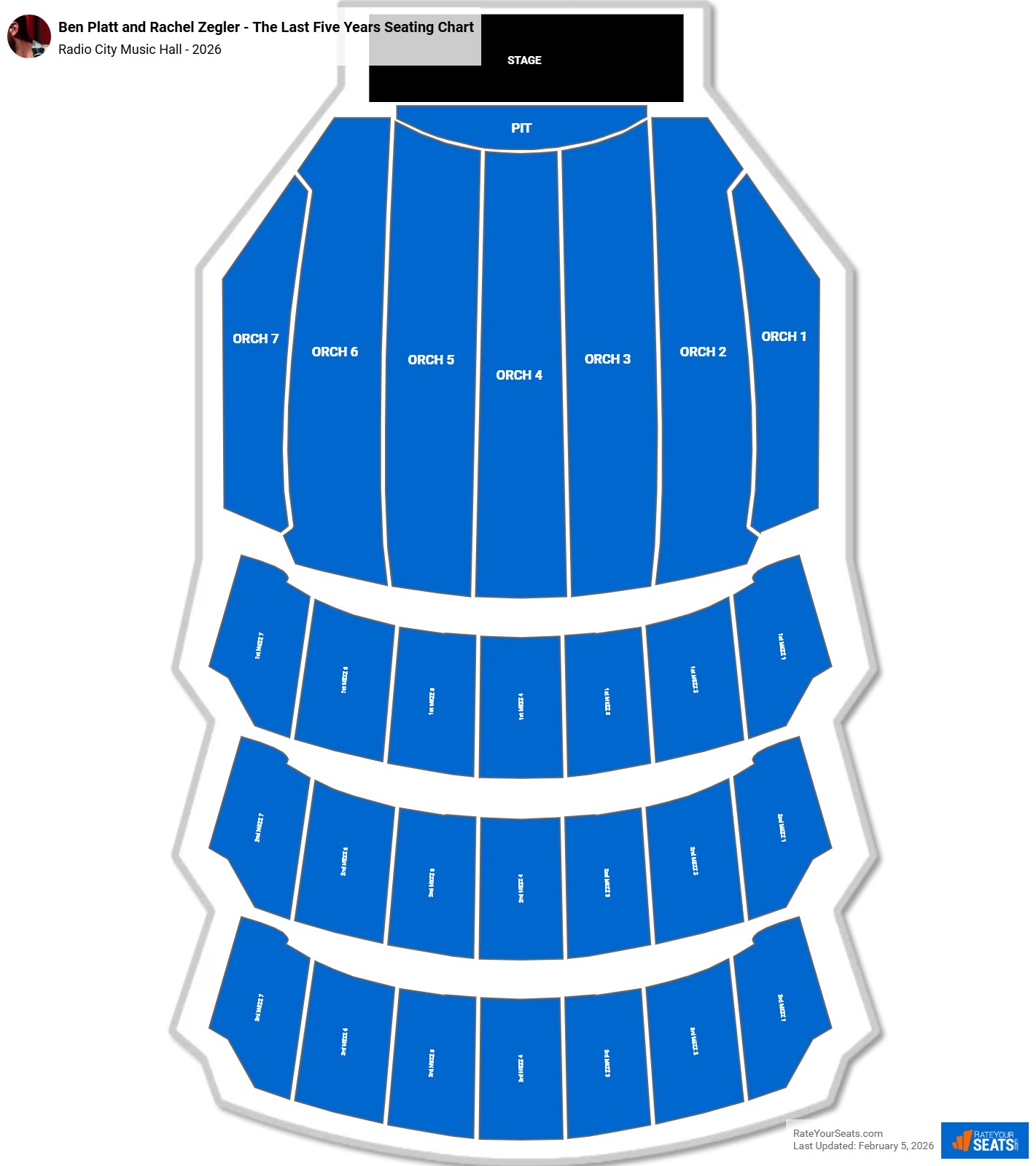 Ben Platt and Rachel Zegler - The Last Five Years seating chart Radio City Music Hall