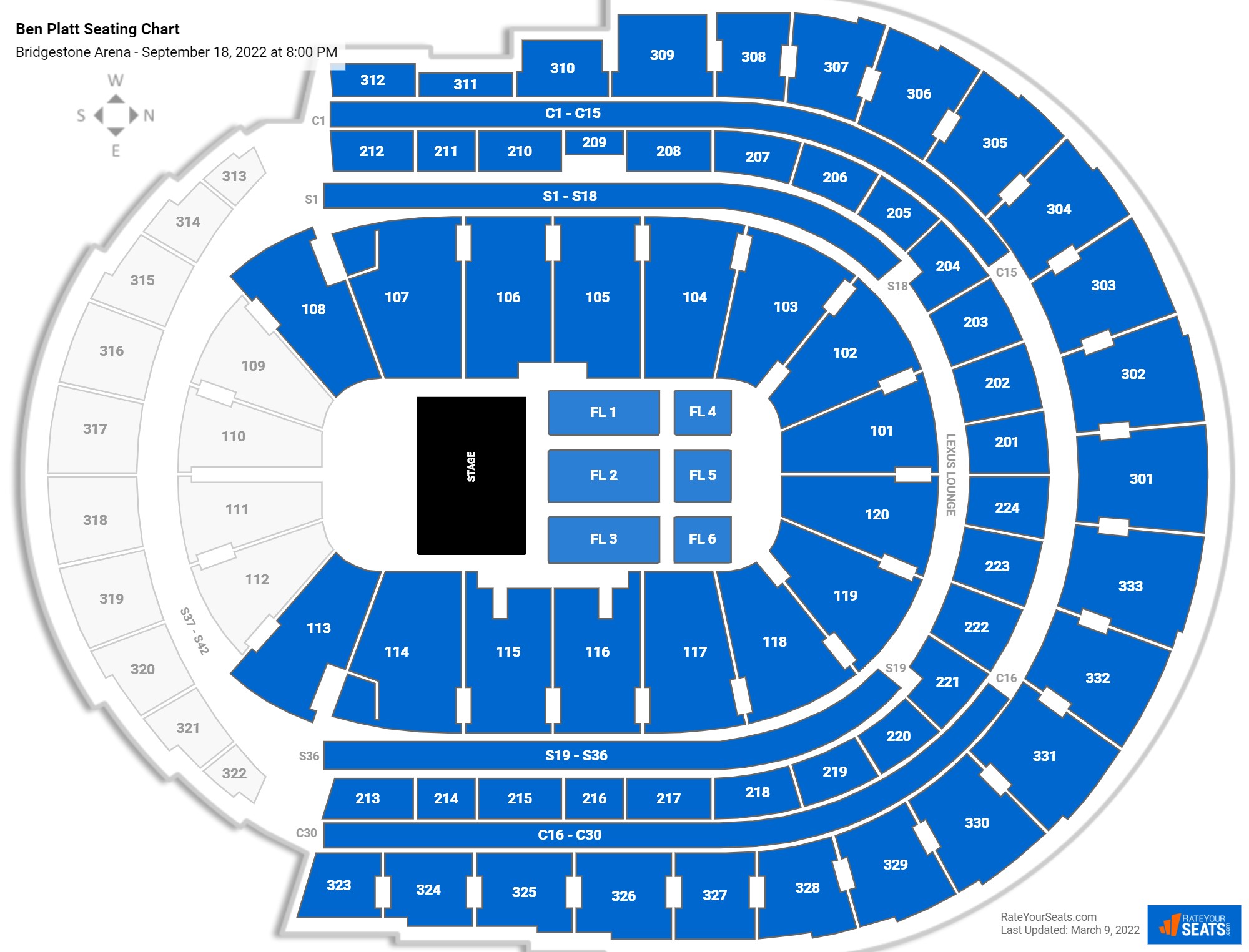 Ben Platt seating chart Bridgestone Arena