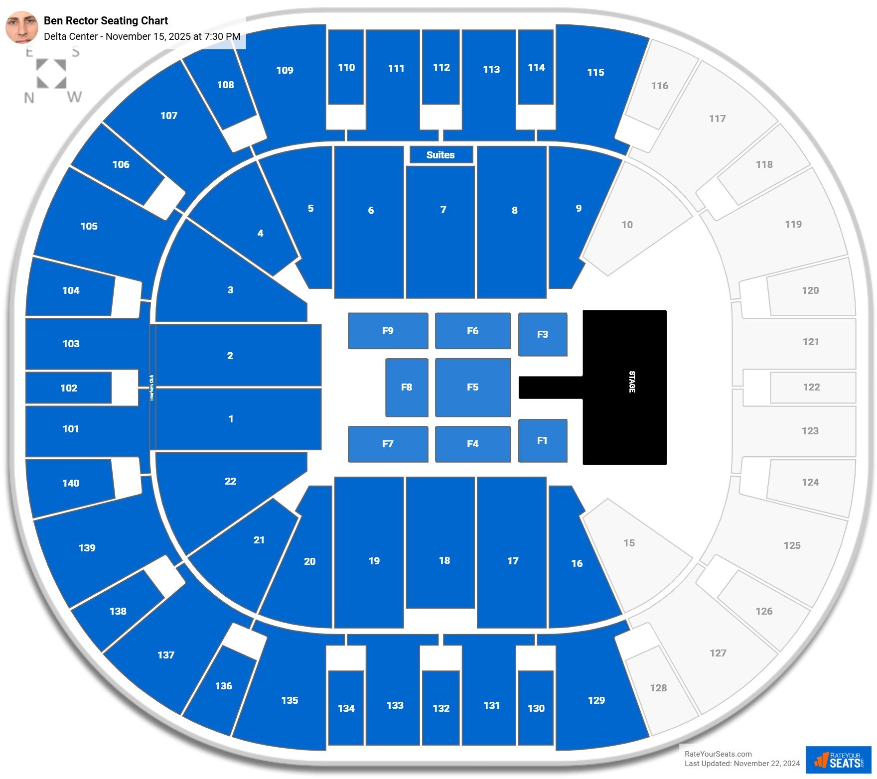 Ben Rector seating chart Delta Center