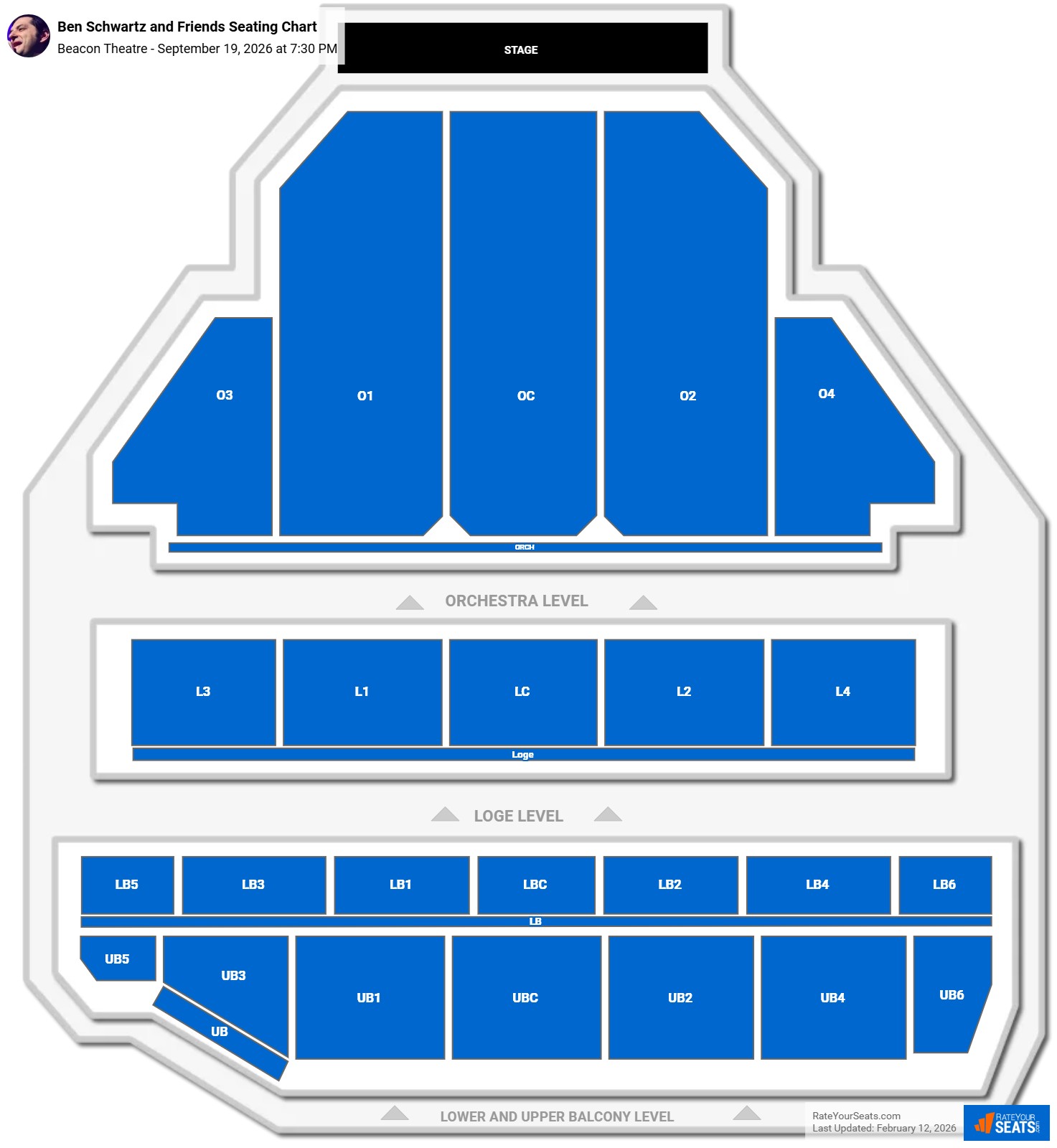 Ben Schwartz and Friends seating chart Beacon Theatre