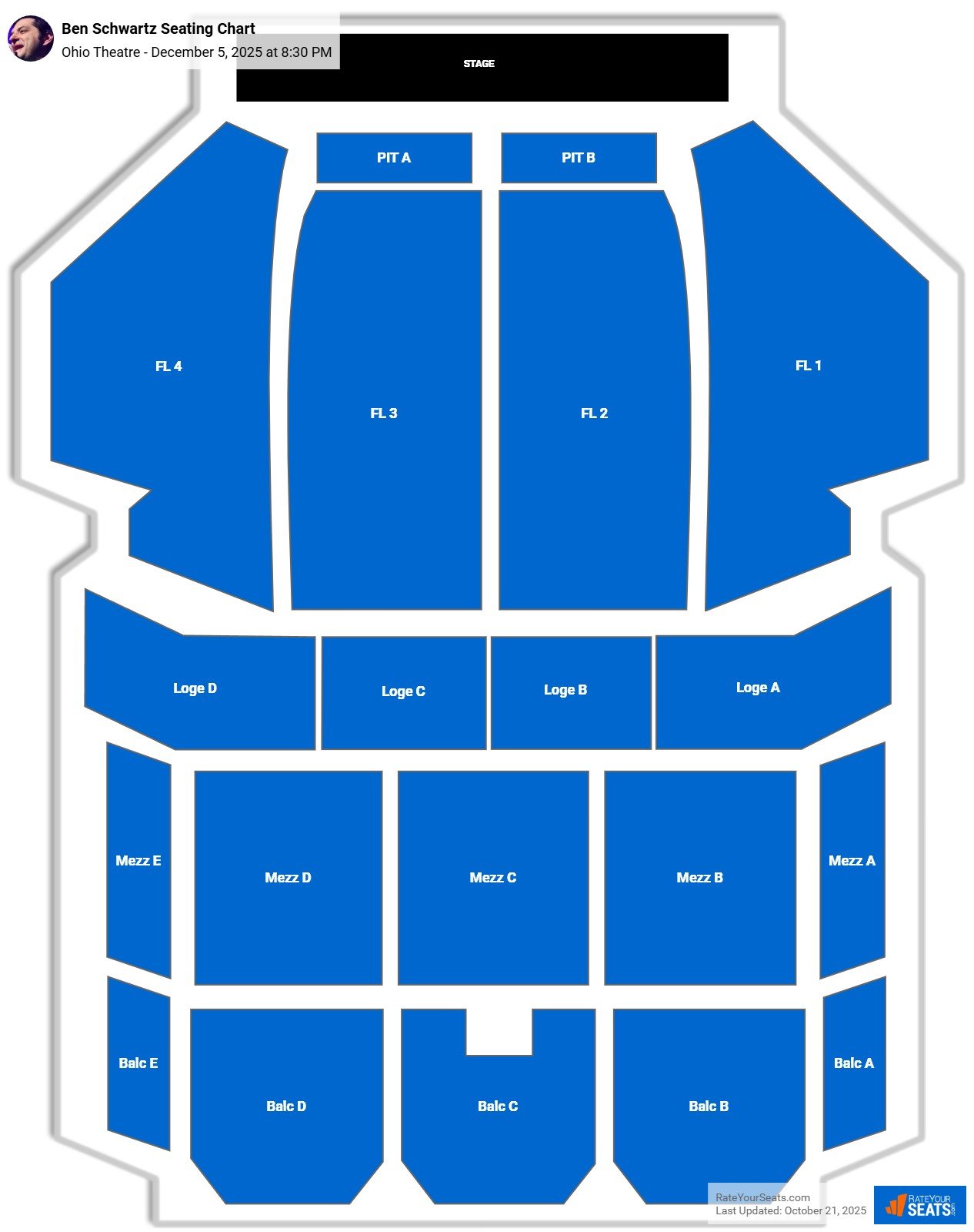 Ben Schwartz seating chart Ohio Theatre