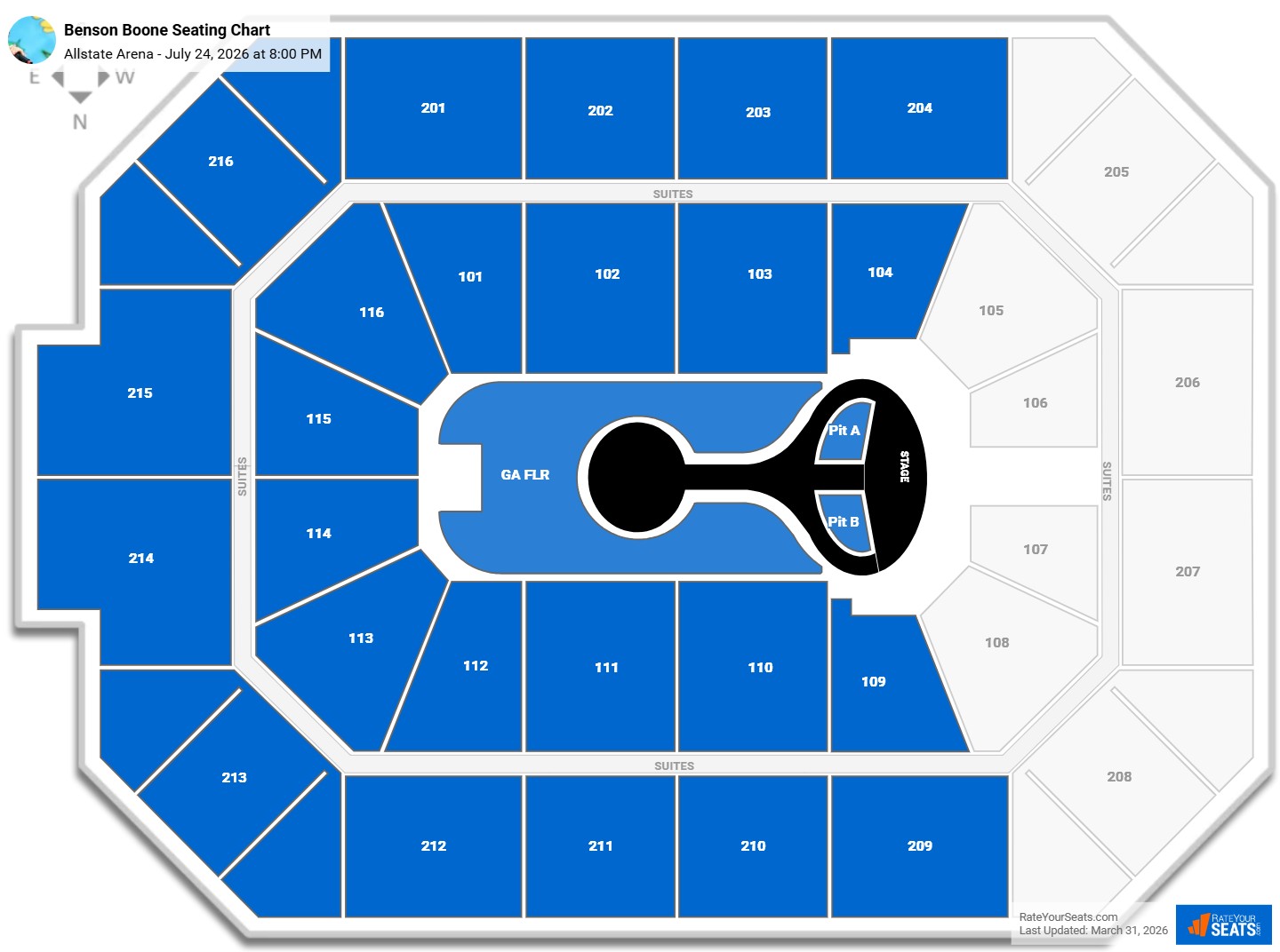 Benson Boone seating chart Allstate Arena