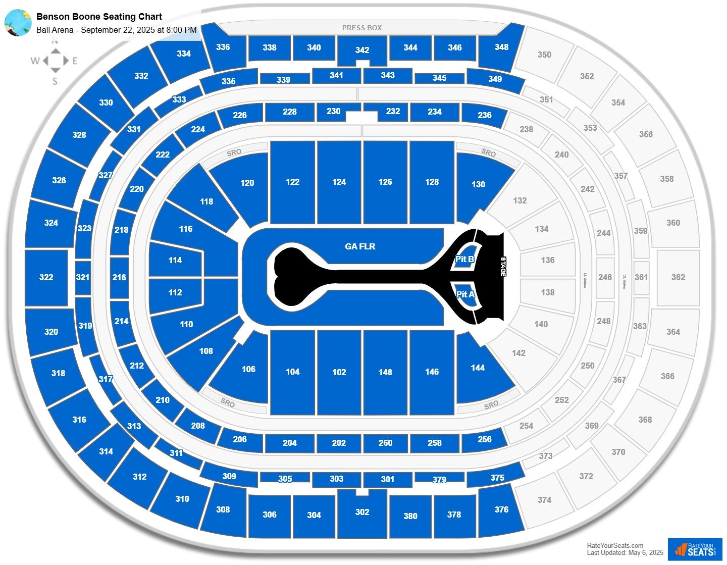 Benson Boone seating chart Ball Arena