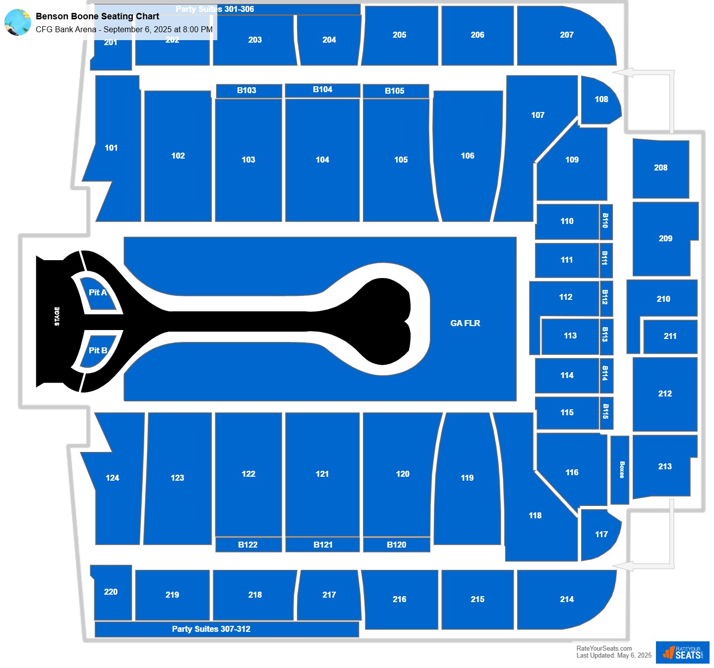 Benson Boone seating chart CFG Bank Arena