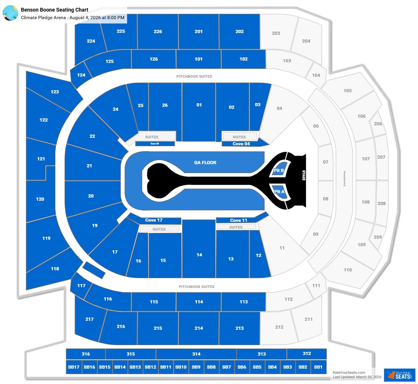 Benson Boone seating chart Climate Pledge Arena