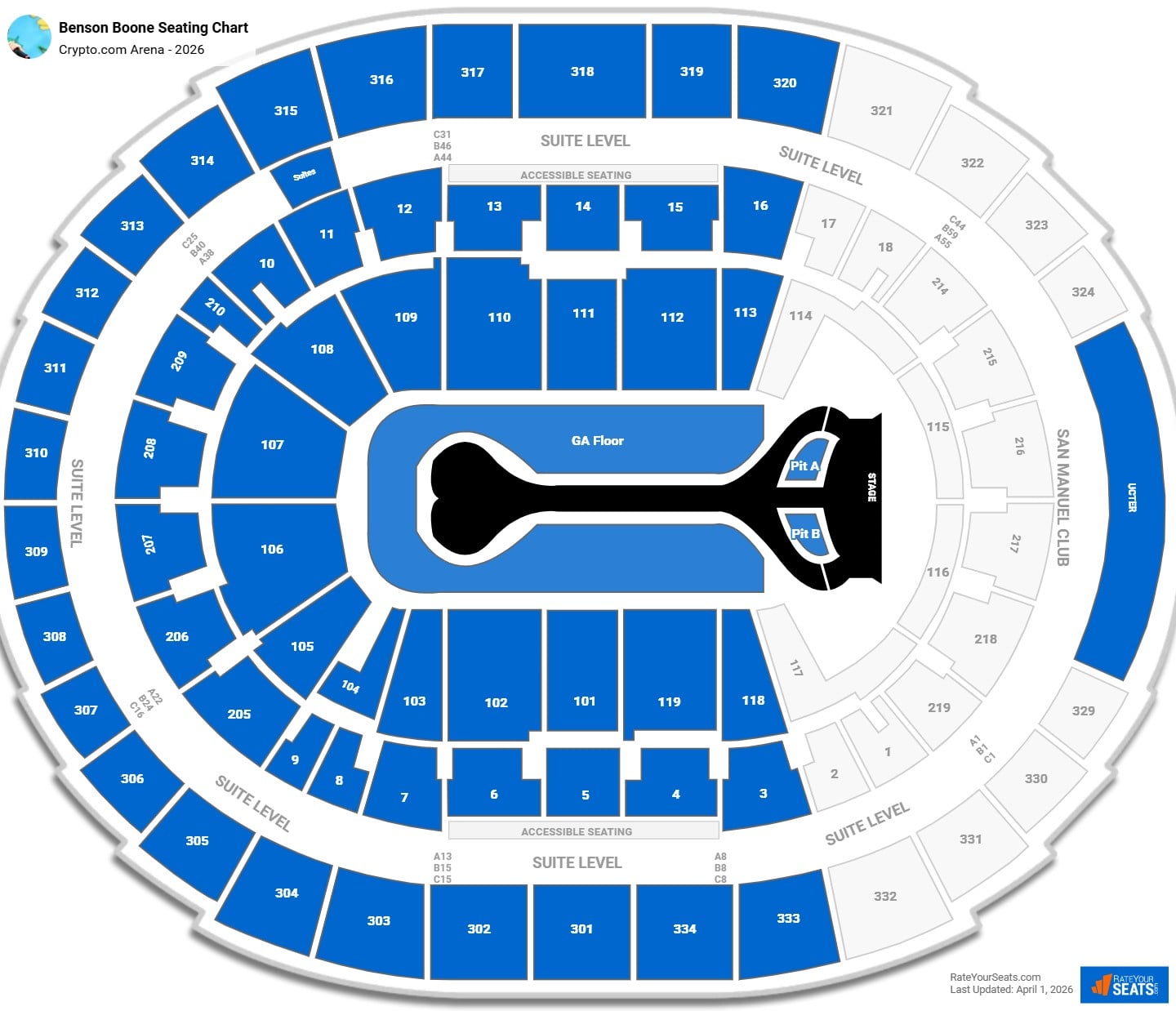 Benson Boone seating chart Crypto.com Arena