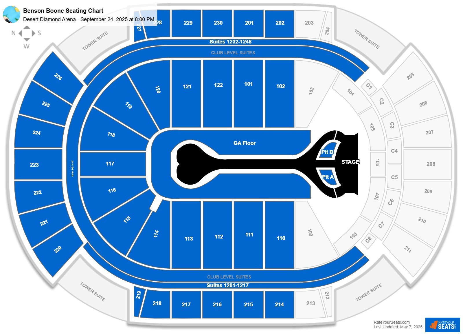 Benson Boone seating chart Desert Diamond Arena