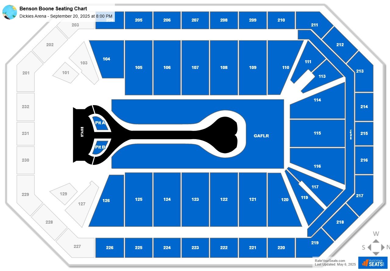 Benson Boone seating chart Dickies Arena