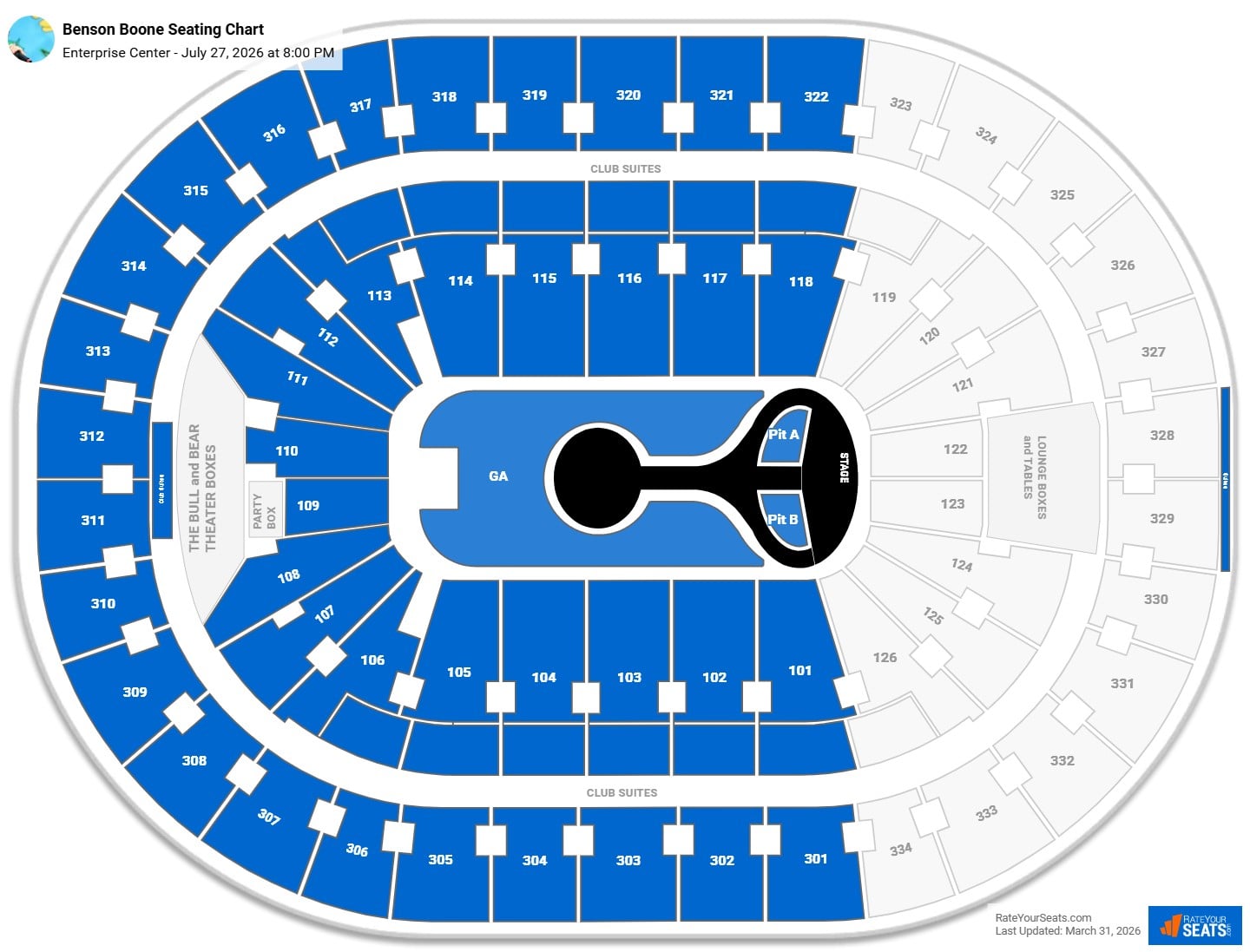 Benson Boone seating chart Enterprise Center