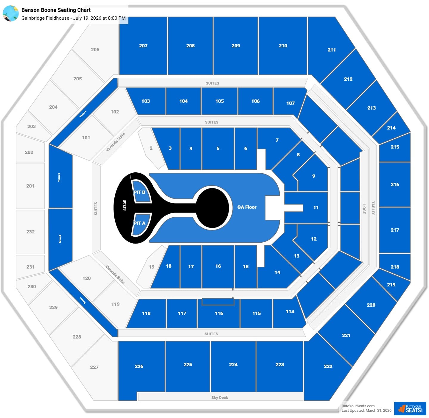 Benson Boone seating chart Gainbridge Fieldhouse