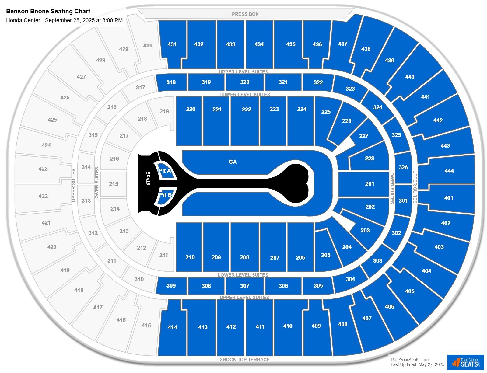 Benson Boone seating chart Honda Center