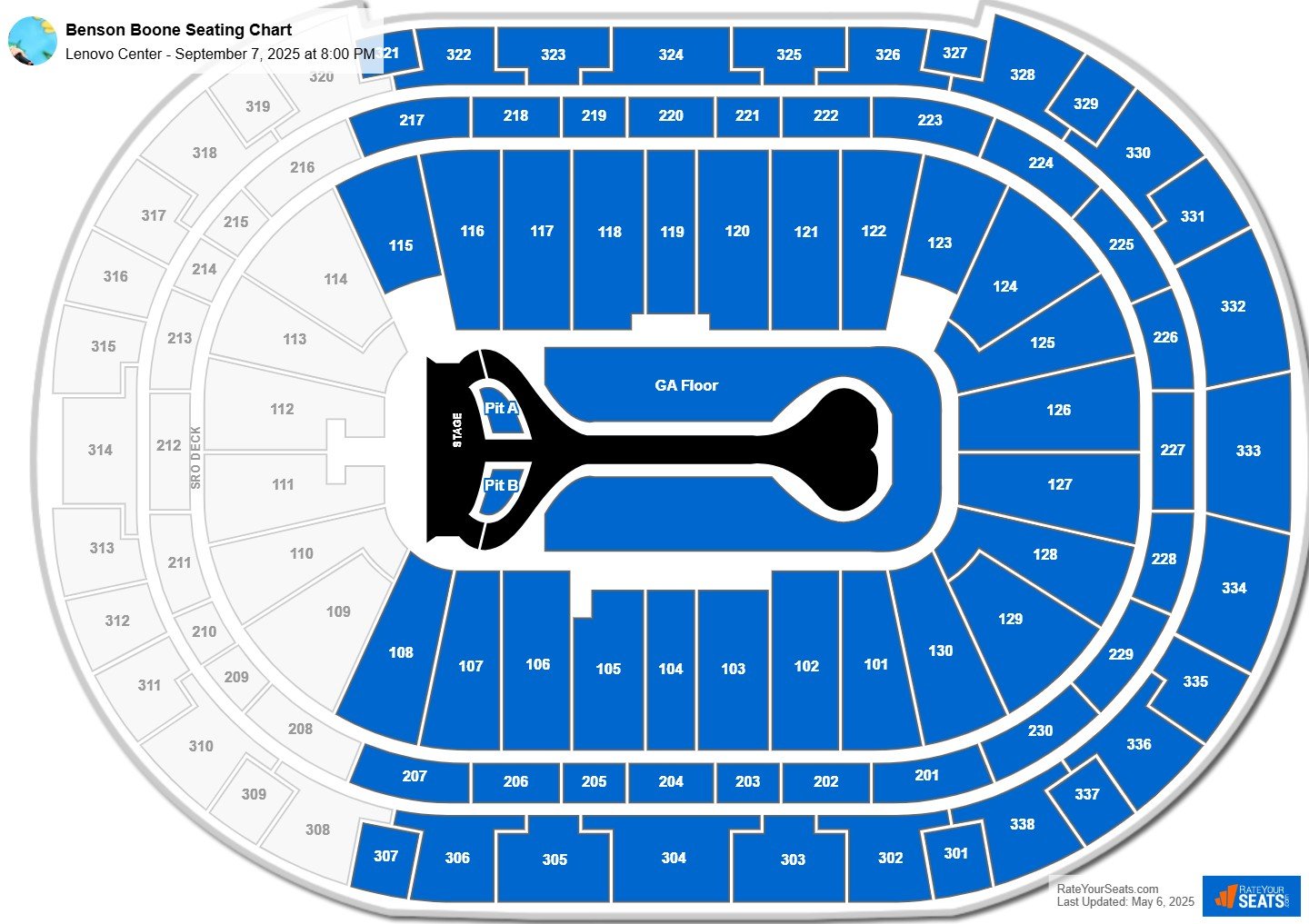 Benson Boone seating chart Lenovo Center