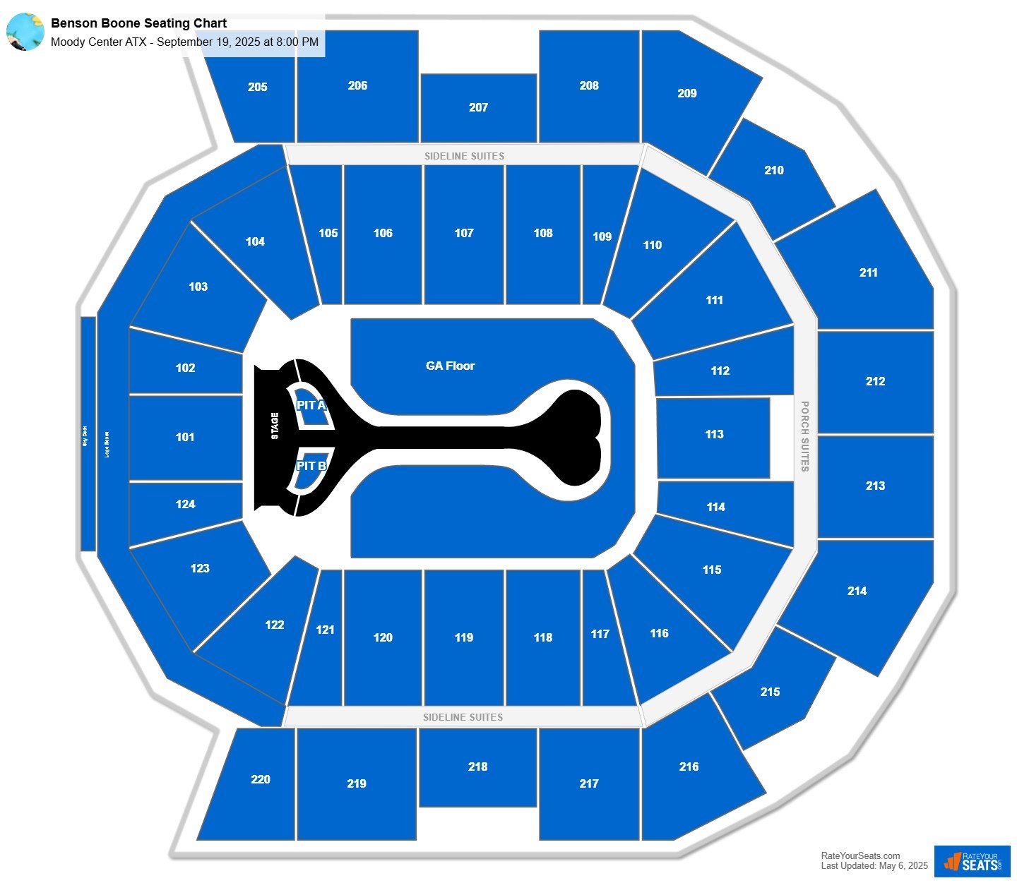Benson Boone seating chart Moody Center ATX