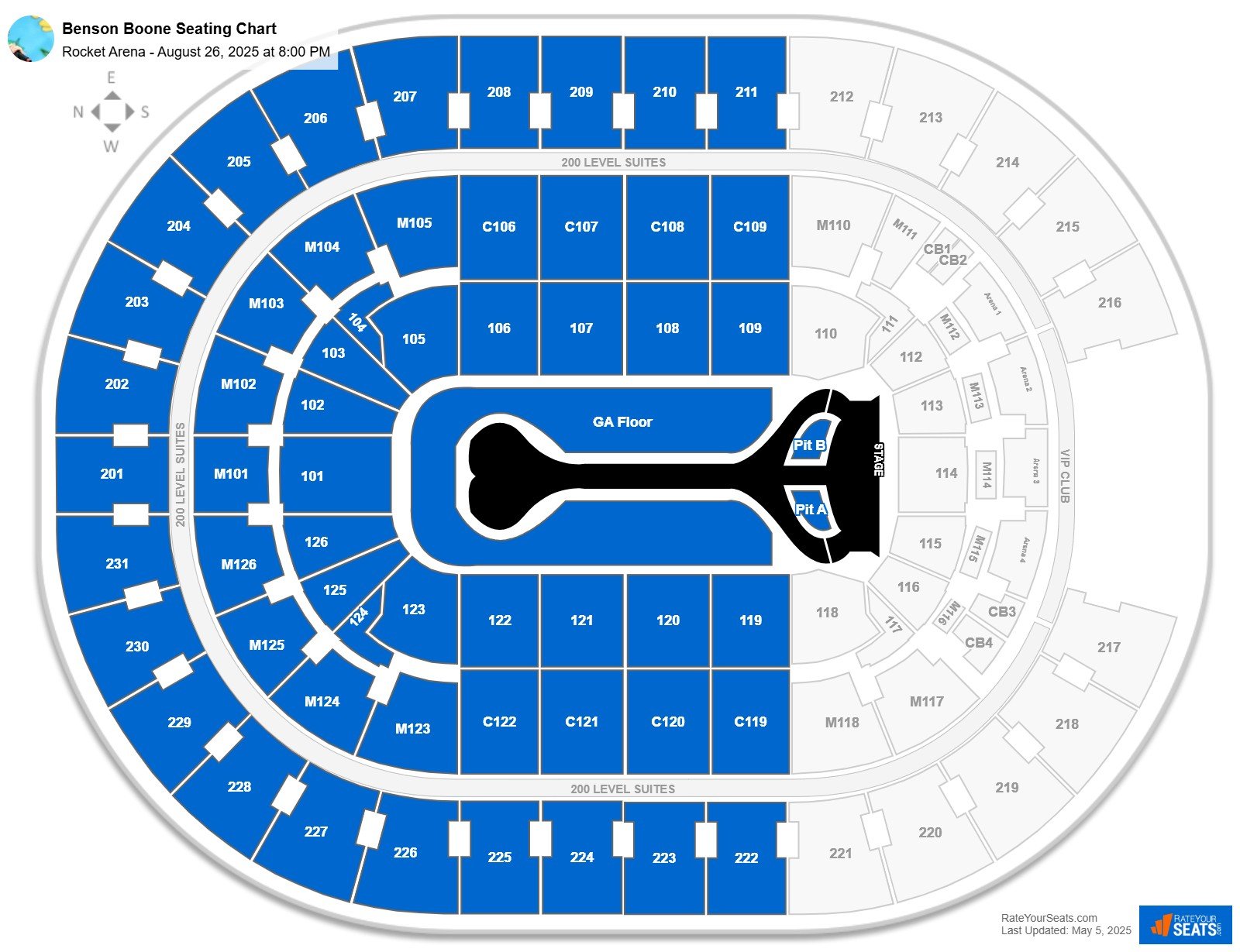 Benson Boone seating chart Rocket Arena