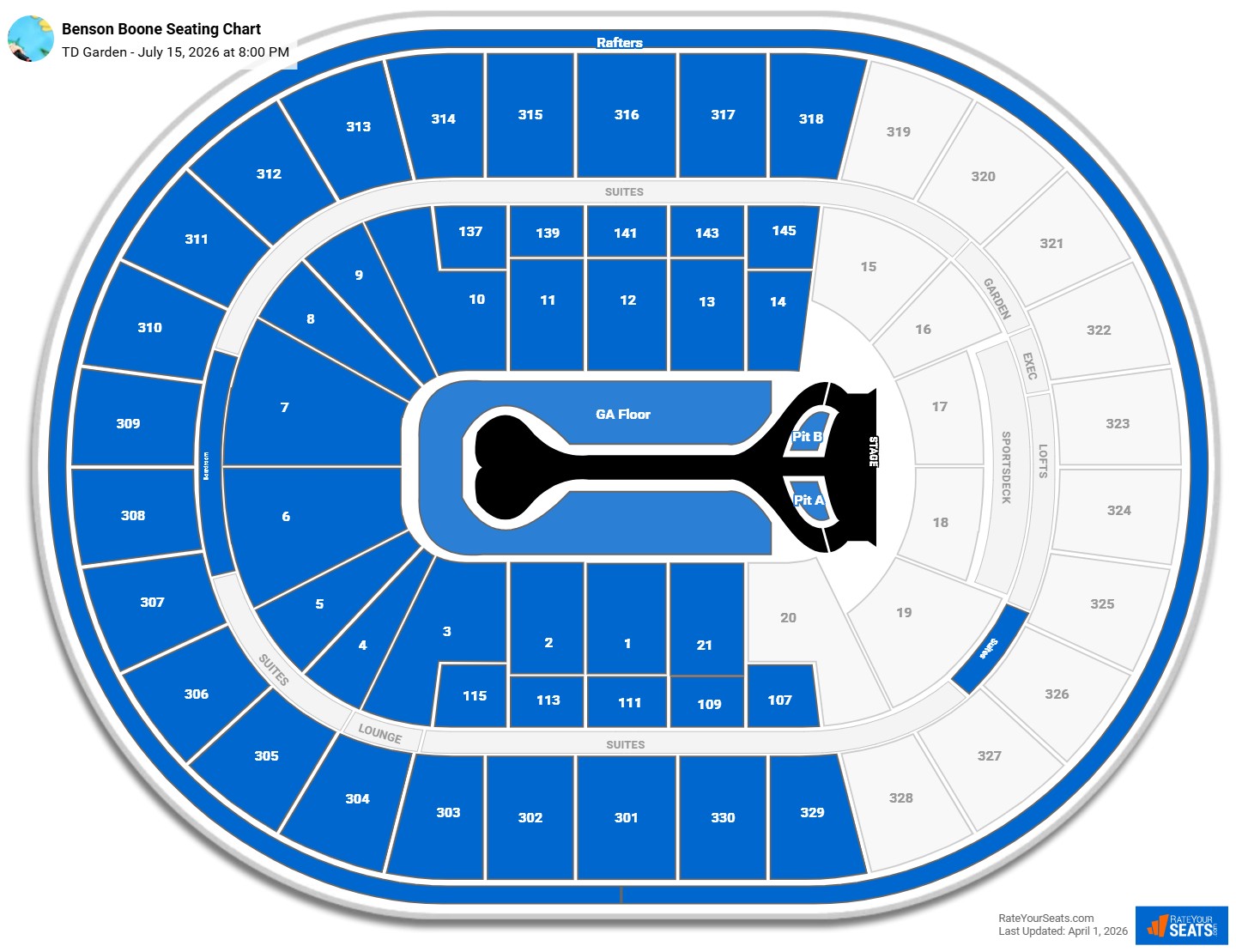 Benson Boone seating chart TD Garden