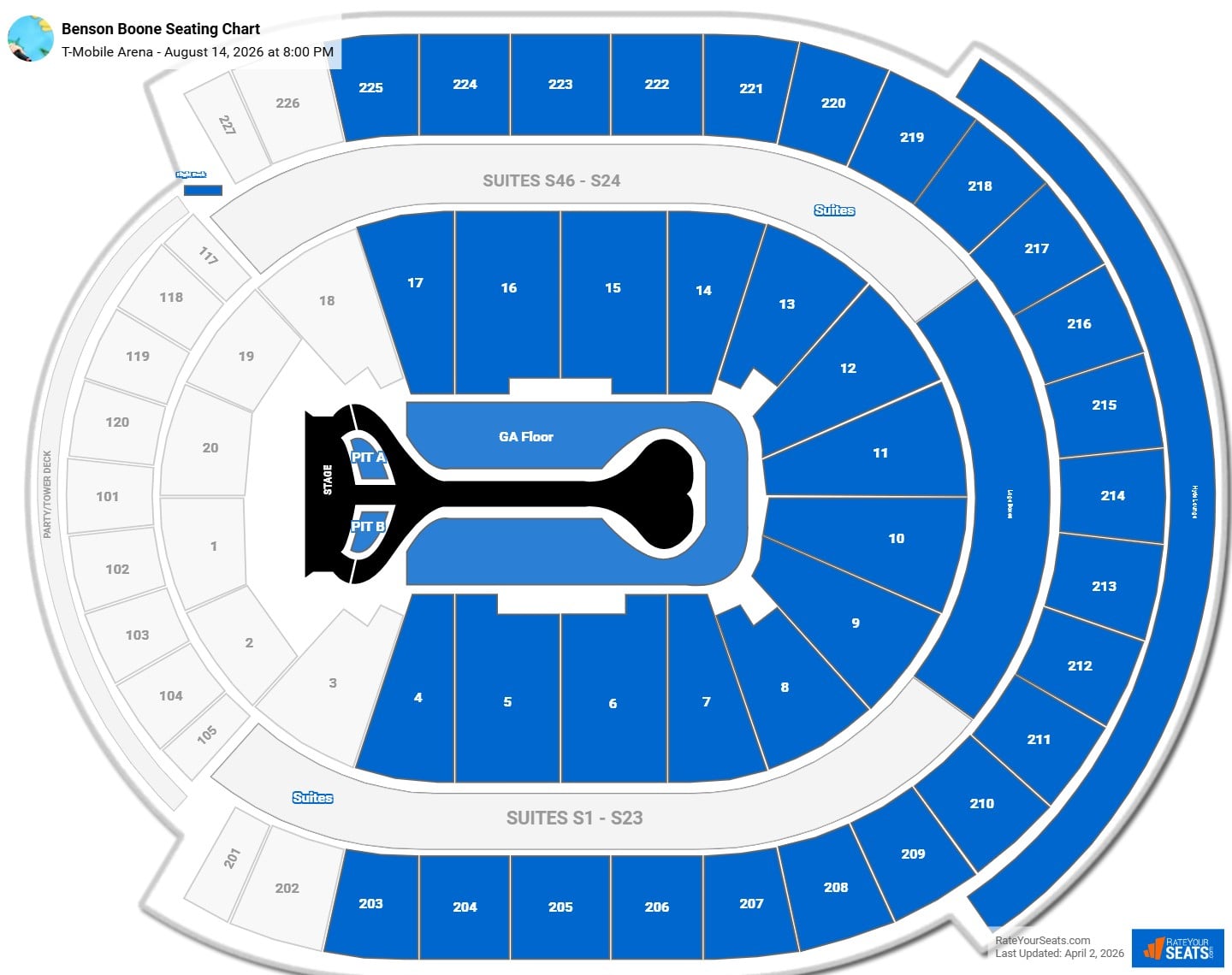 Benson Boone seating chart T-Mobile Arena