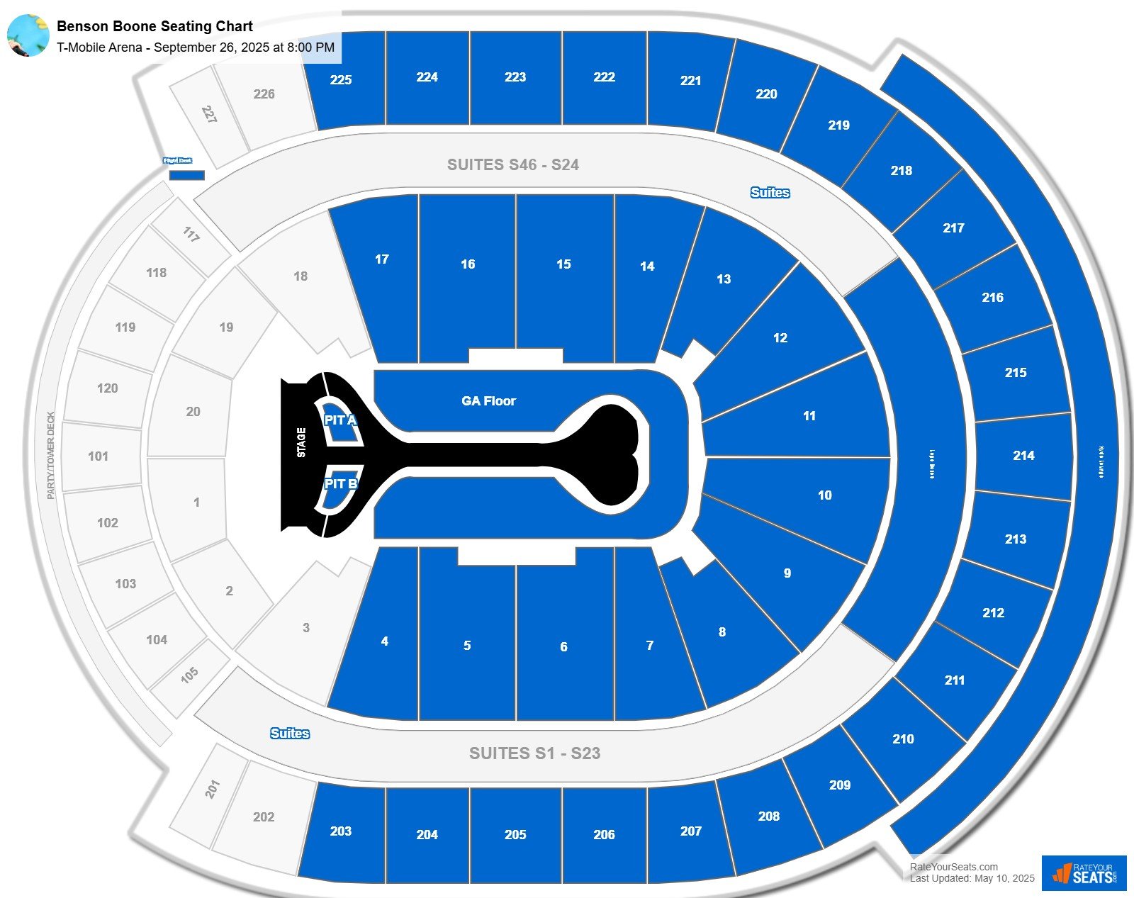 Benson Boone seating chart T-Mobile Arena