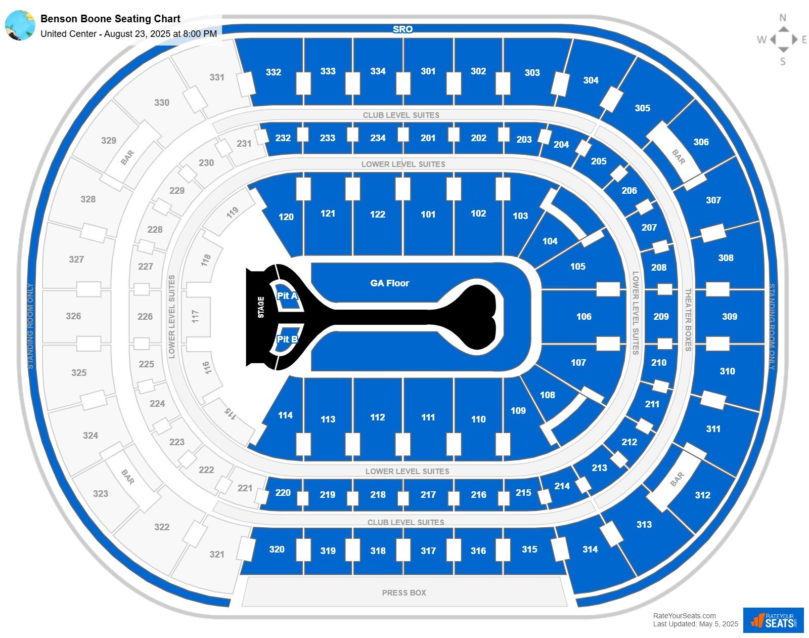 Benson Boone seating chart United Center