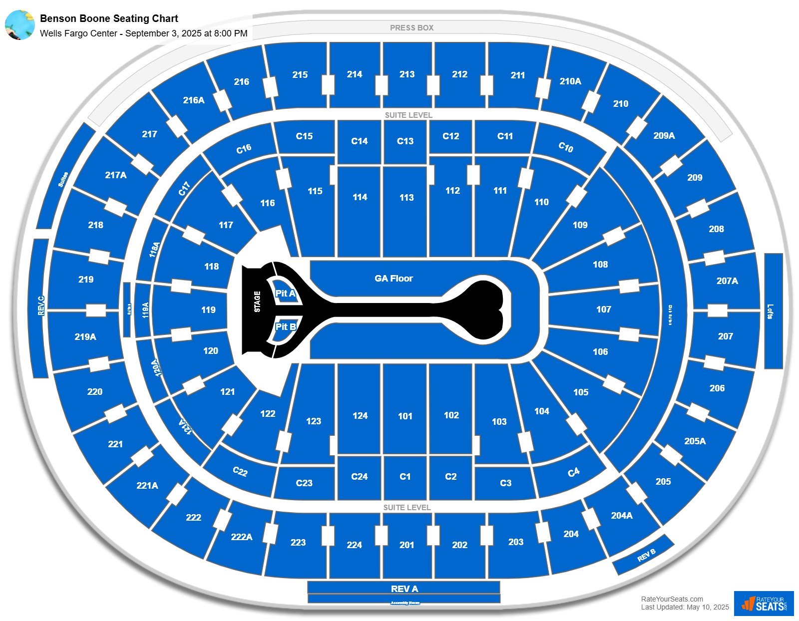 Benson Boone seating chart Wells Fargo Center