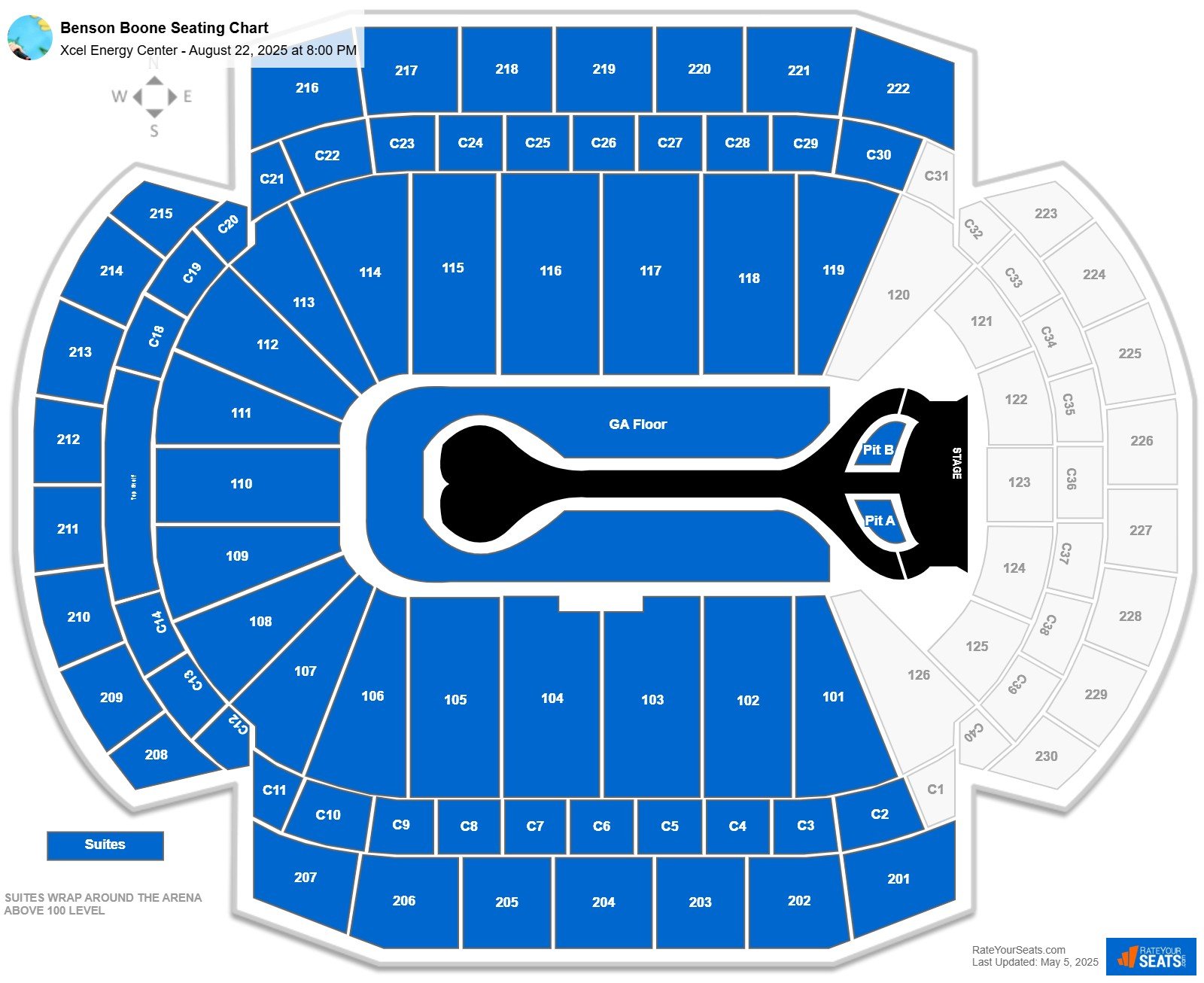 Benson Boone seating chart Xcel Energy Center