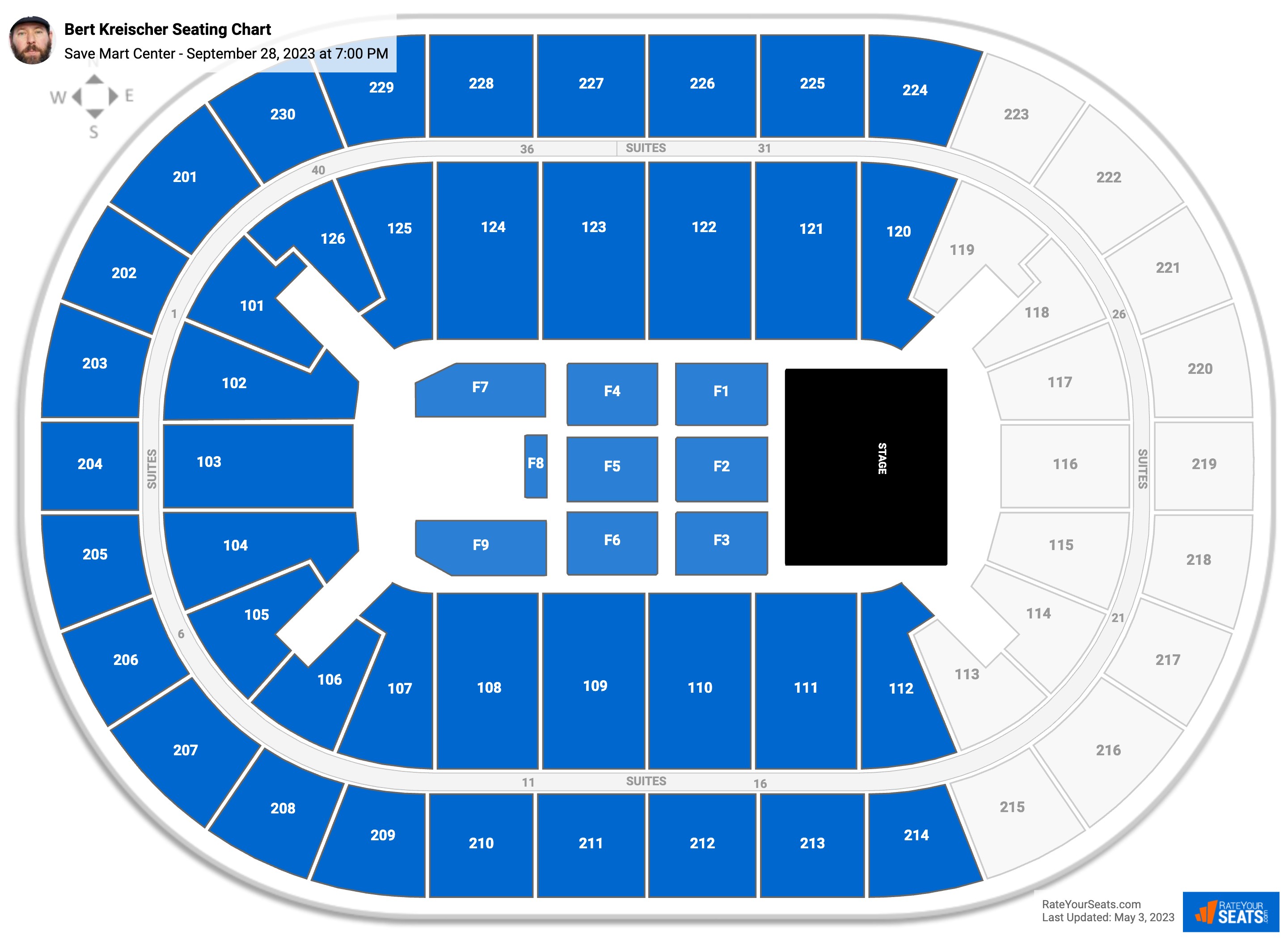 Bert Kreischer seating chart Save Mart Center