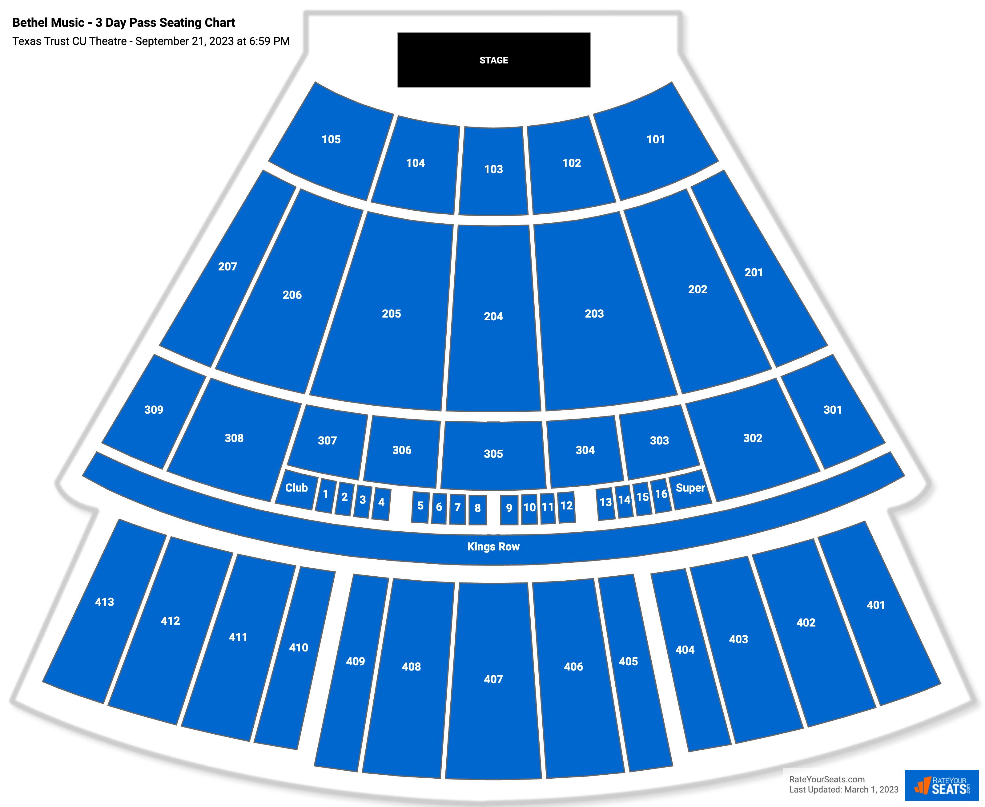 Bethel Music - 3 Day Pass seating chart Texas Trust CU Theatre