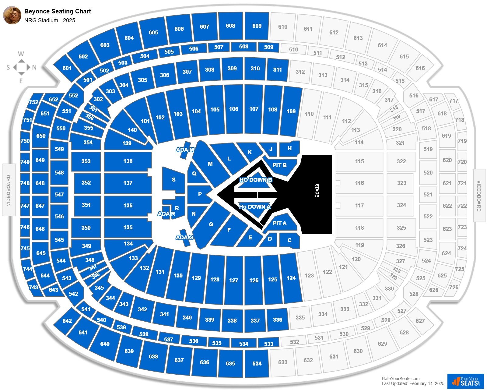 Beyonce seating chart NRG Stadium