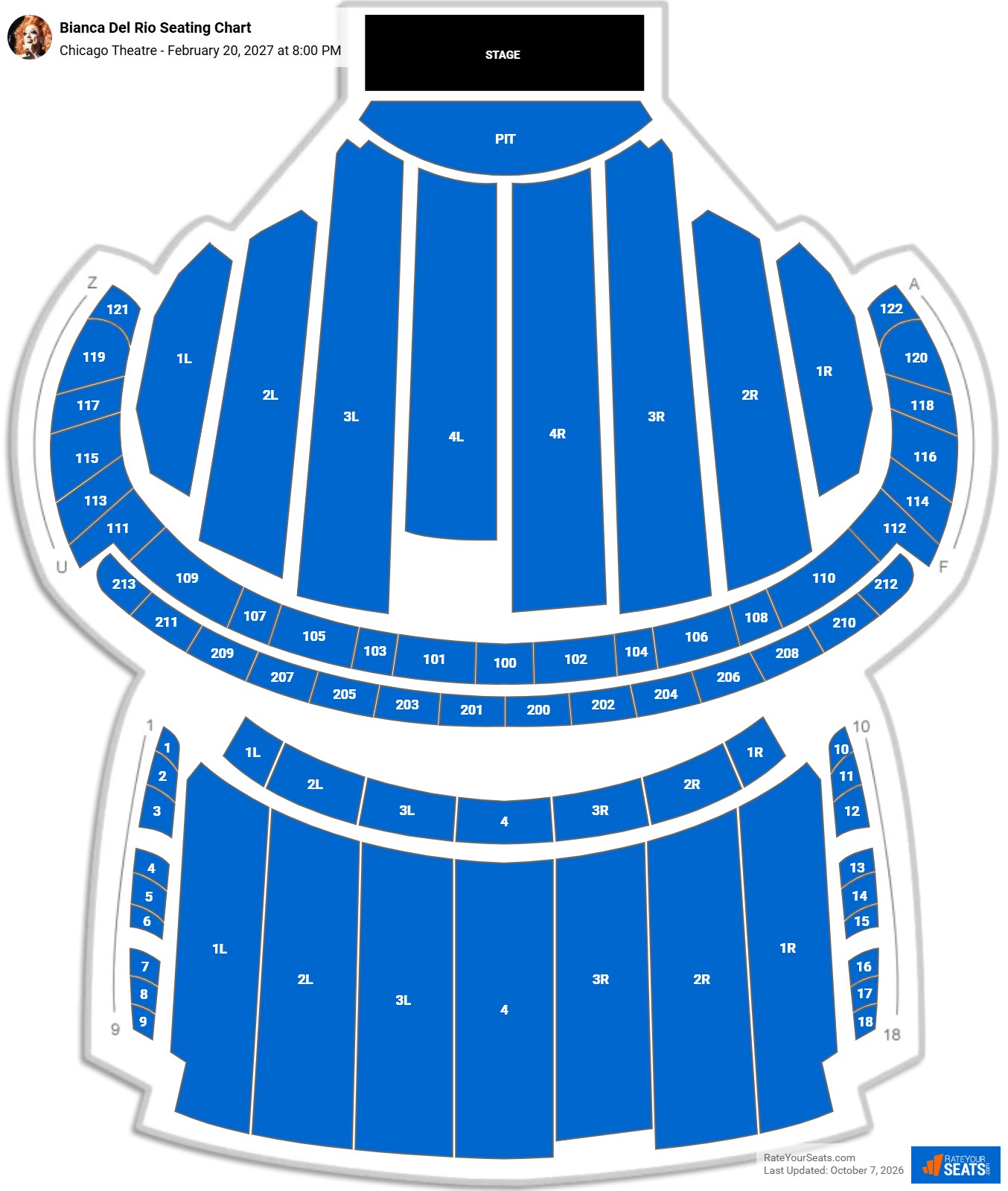 Bianca Del Rio Seating Chart at Chicago Theatre