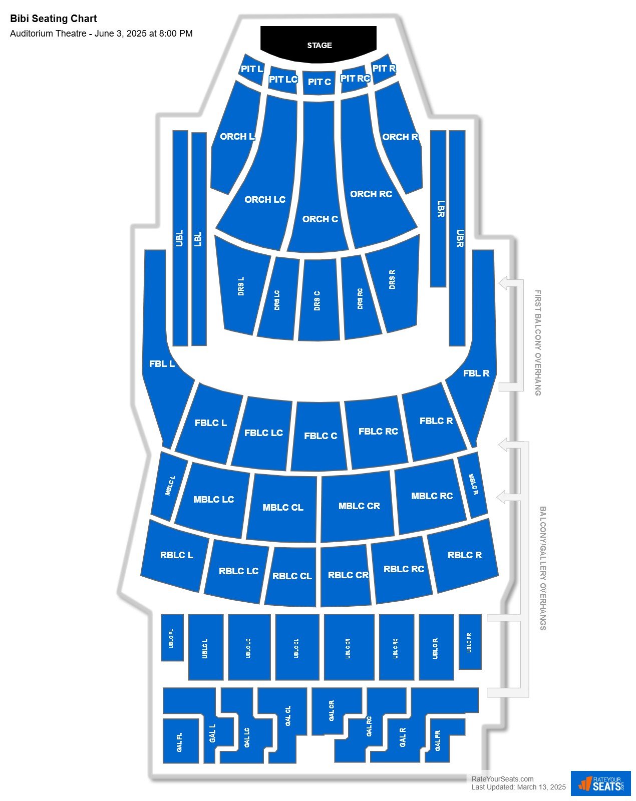 Bibi seating chart Auditorium Theatre