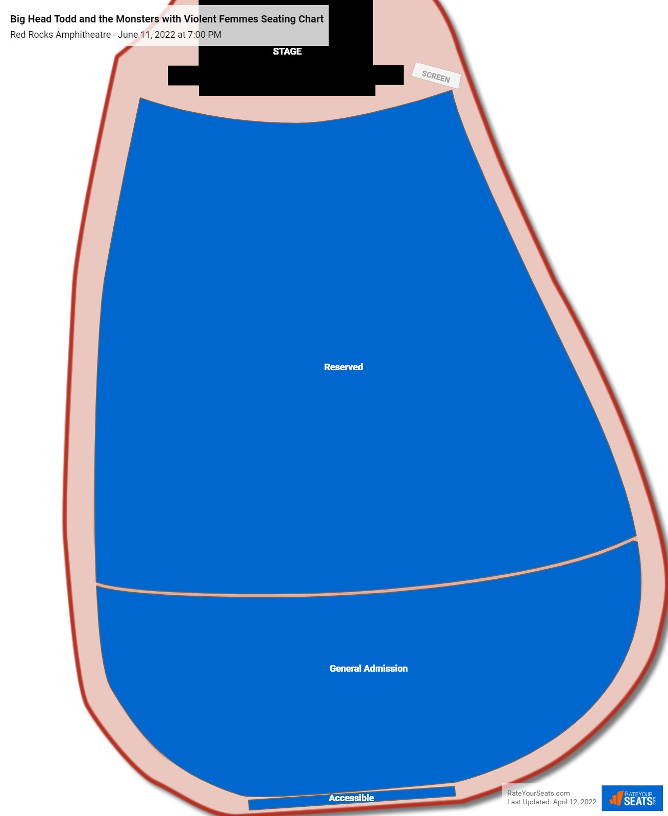 Big Head Todd and the Monsters with Violent Femmes seating chart Red Rocks Amphitheatre