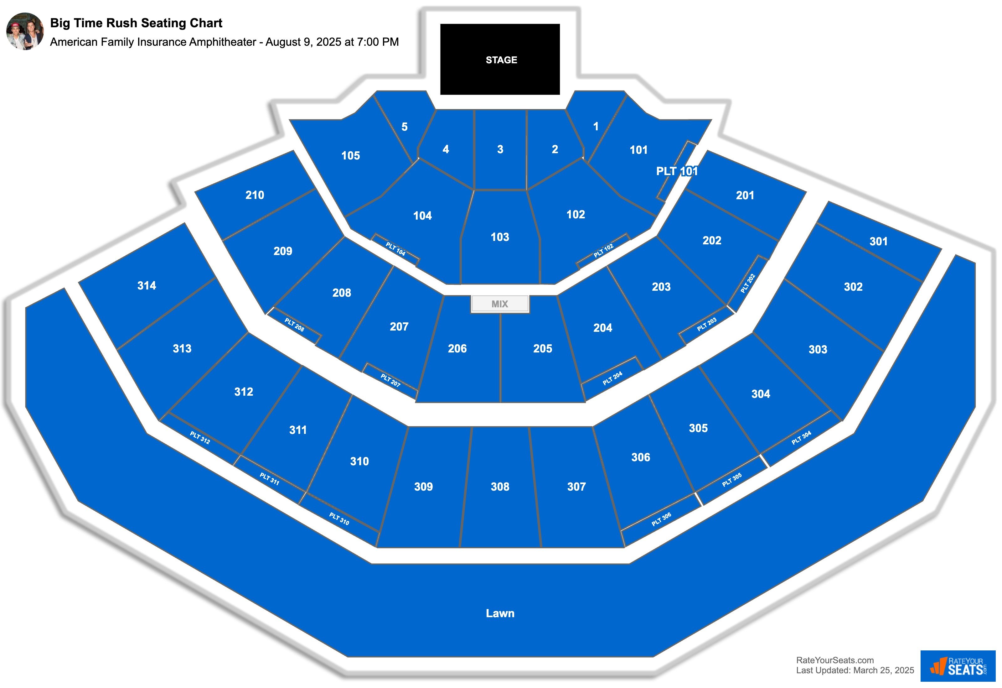 Big Time Rush seating chart American Family Insurance Amphitheater