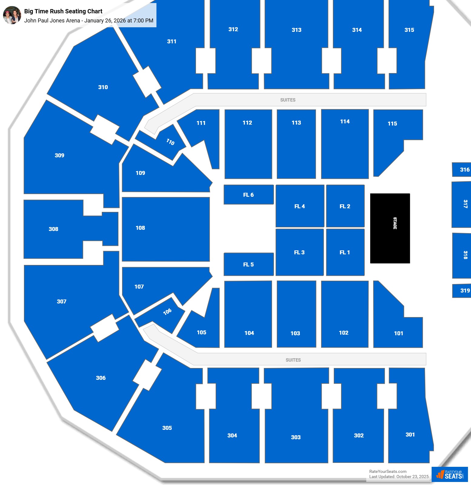 Big Time Rush seating chart John Paul Jones Arena