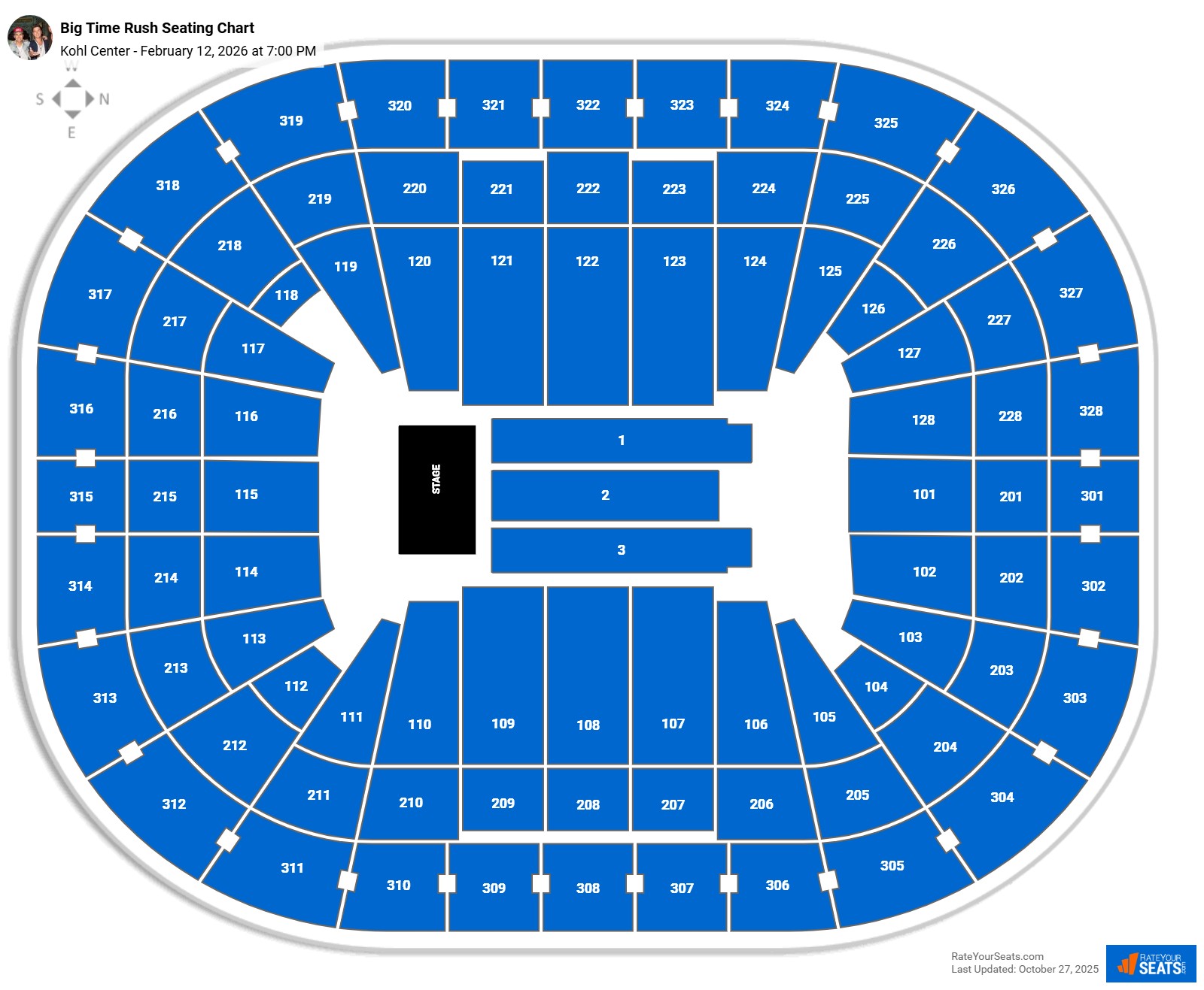 Big Time Rush seating chart Kohl Center
