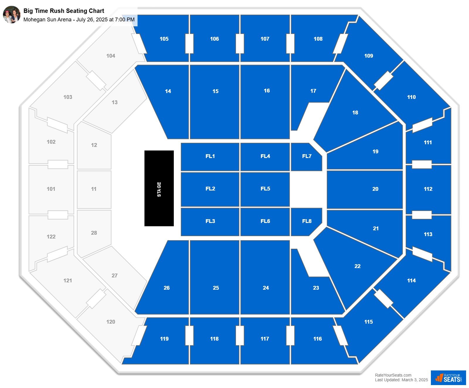 Big Time Rush seating chart Mohegan Sun Arena