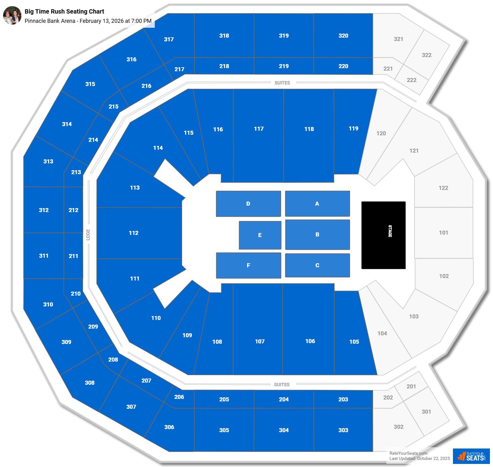 Big Time Rush seating chart Pinnacle Bank Arena