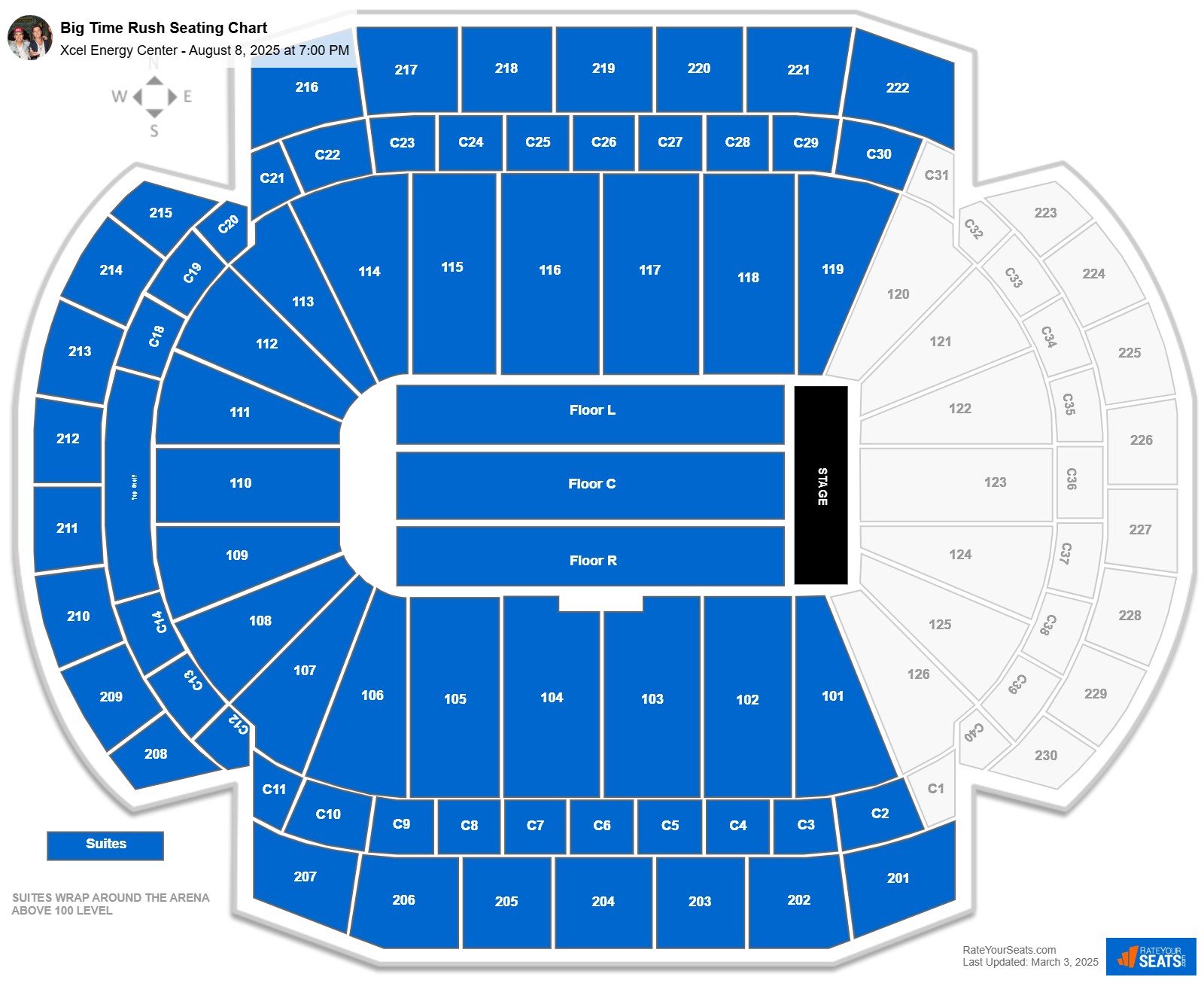 Big Time Rush seating chart Xcel Energy Center