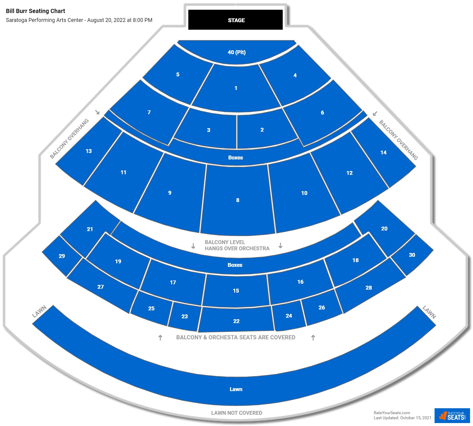 Bill Burr seating chart Saratoga Performing Arts Center