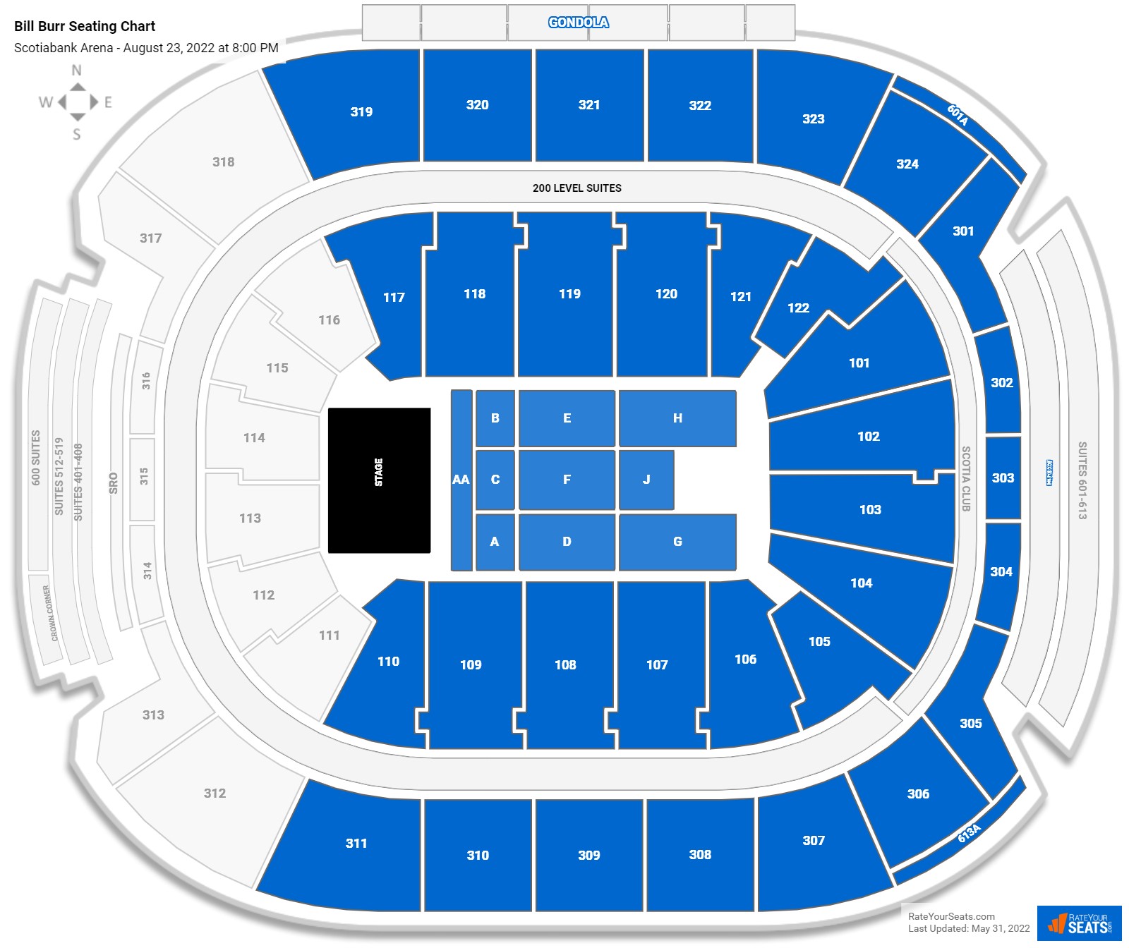 Bill Burr seating chart Scotiabank Arena