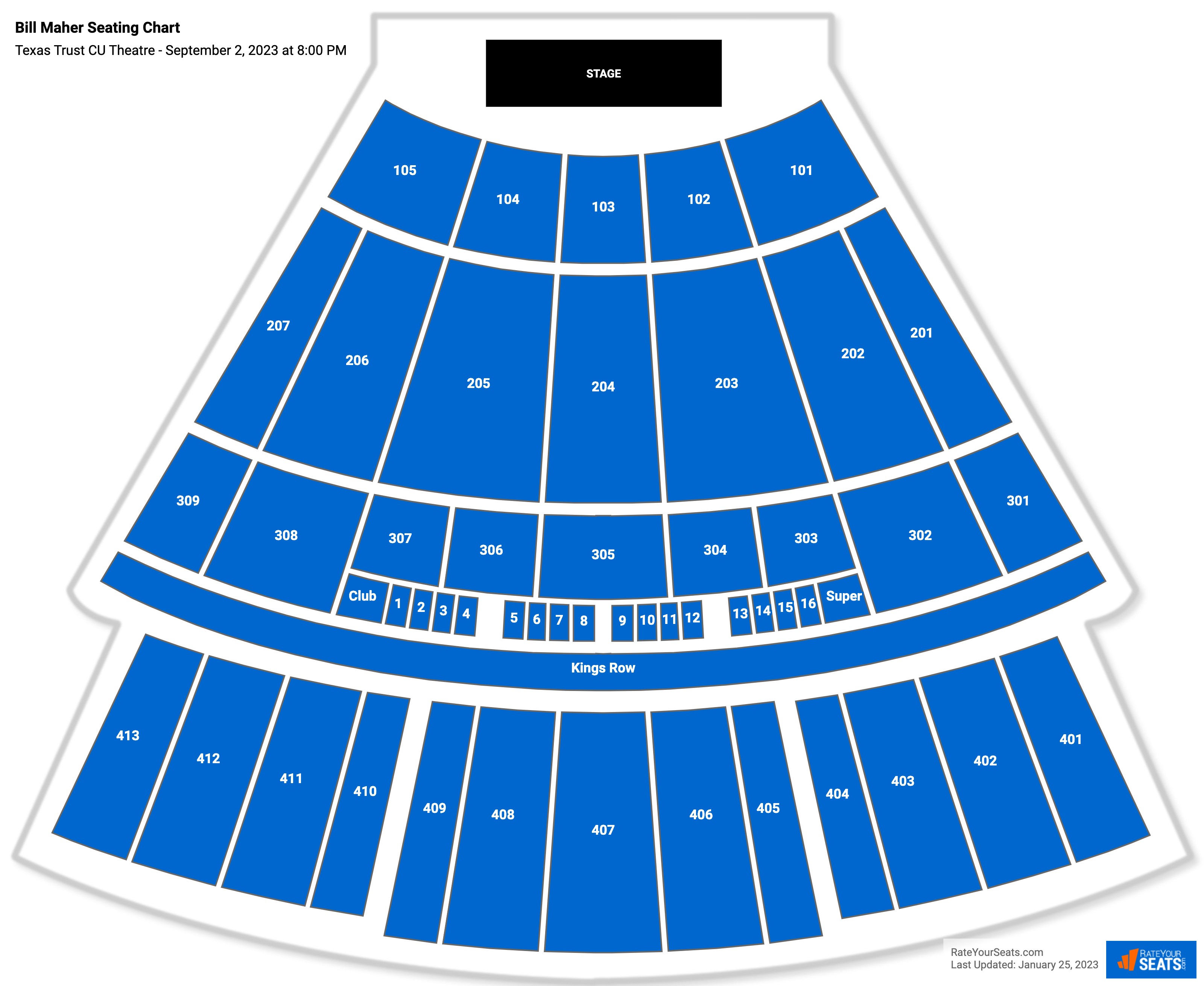 Bill Maher seating chart Texas Trust CU Theatre