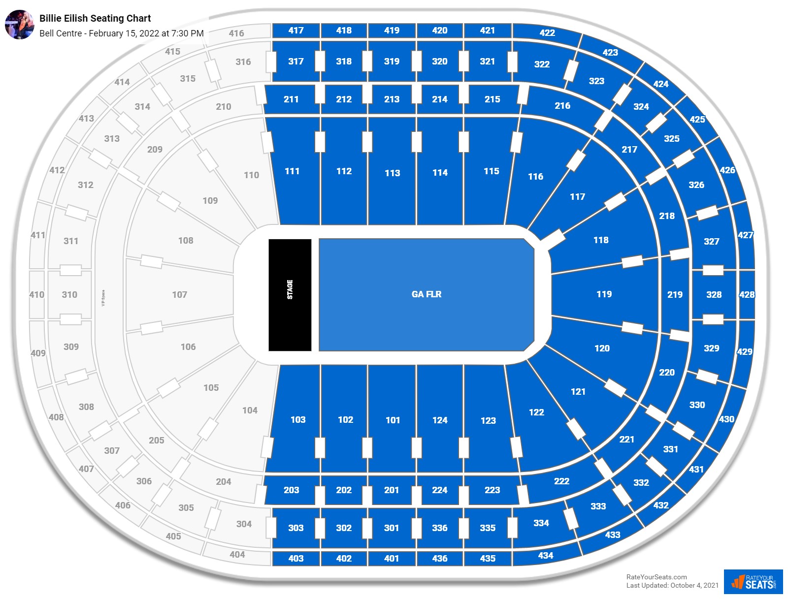 Bell Centre Seating Charts for Concerts