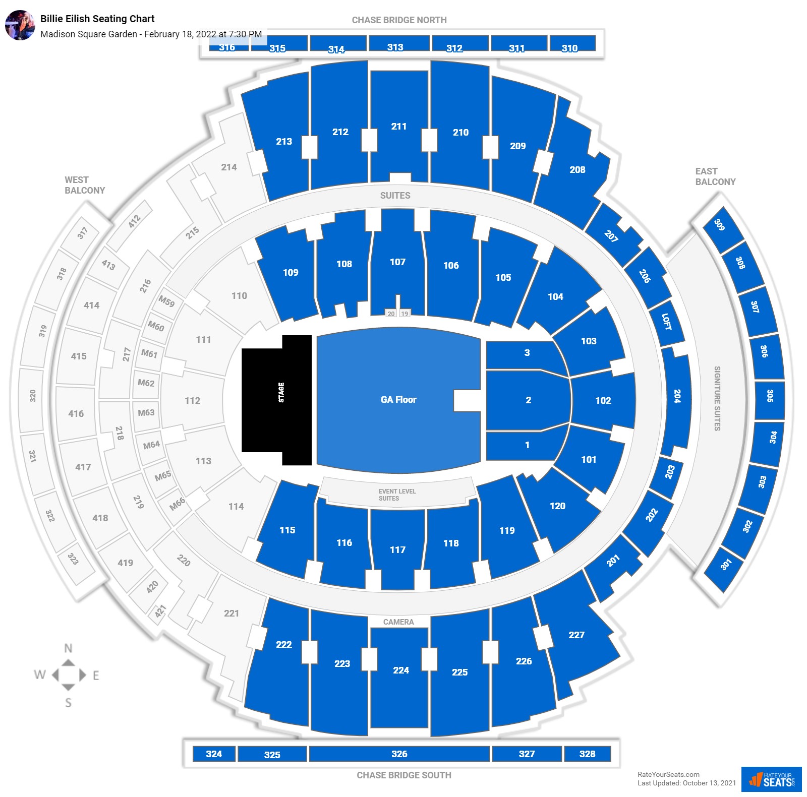 Billie Eilish seating chart Madison Square Garden