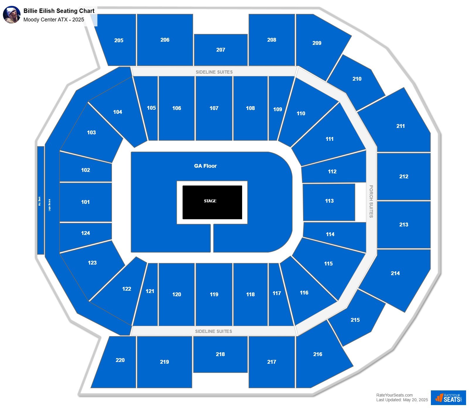 Billie Eilish seating chart Moody Center ATX