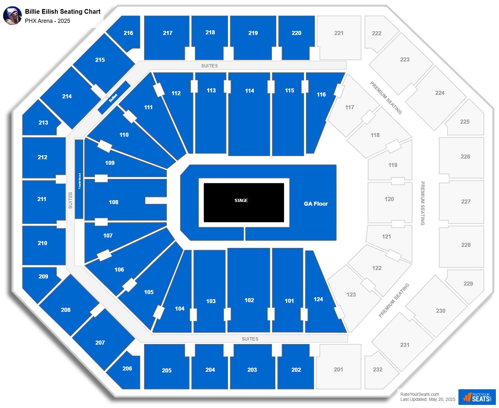 Billie Eilish seating chart PHX Arena