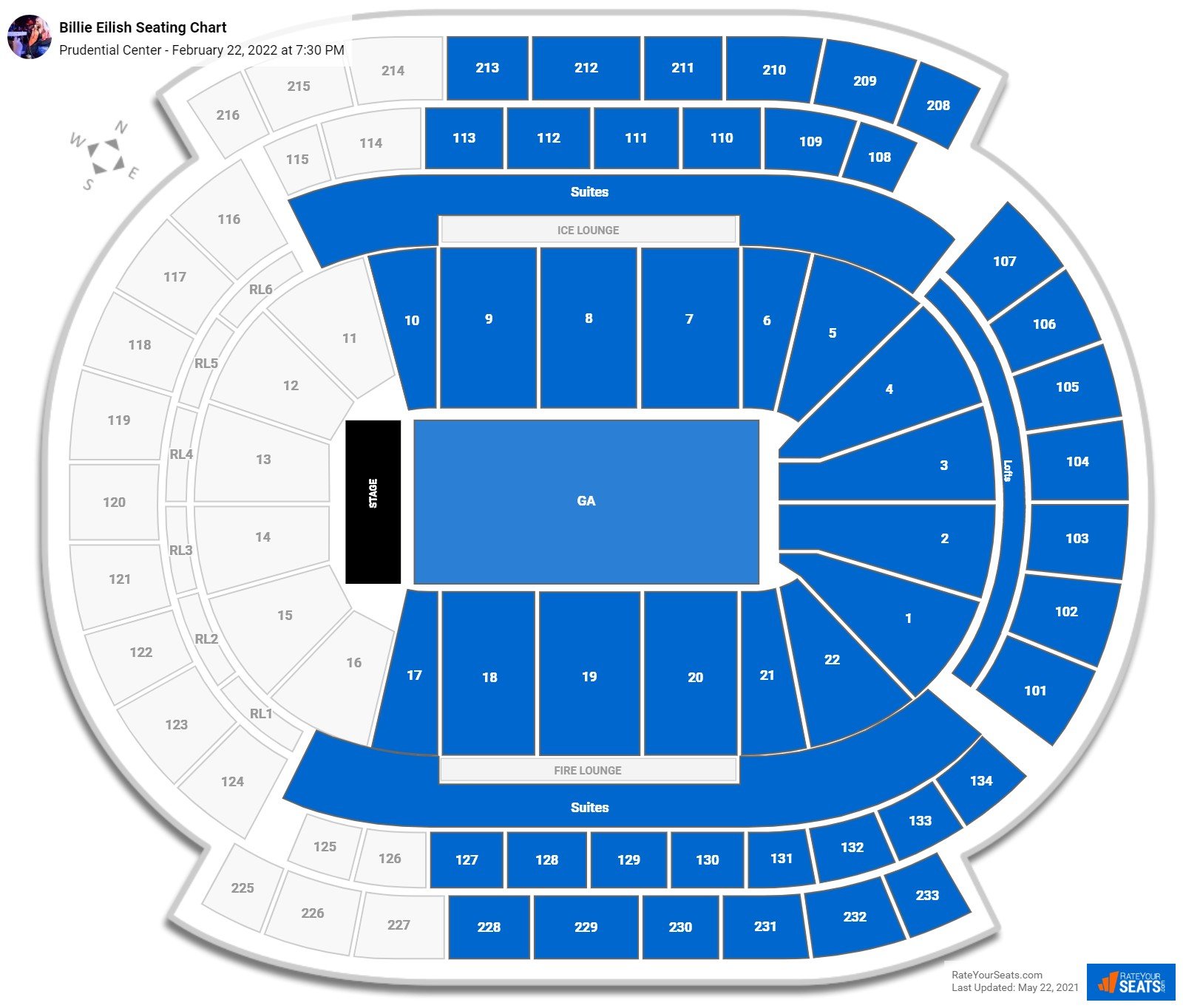 Billie Eilish seating chart Prudential Center