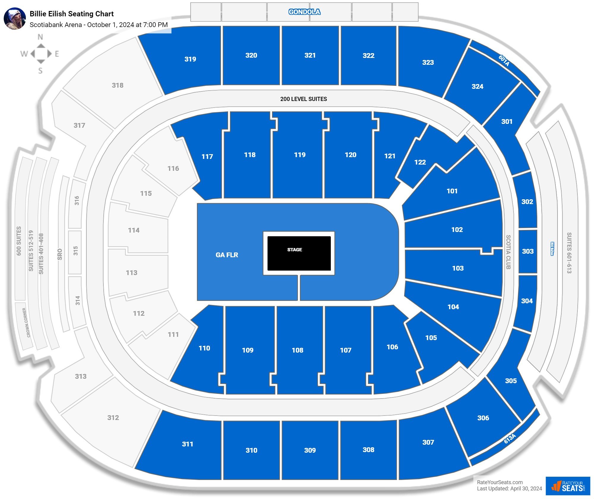 Billie Eilish seating chart Scotiabank Arena