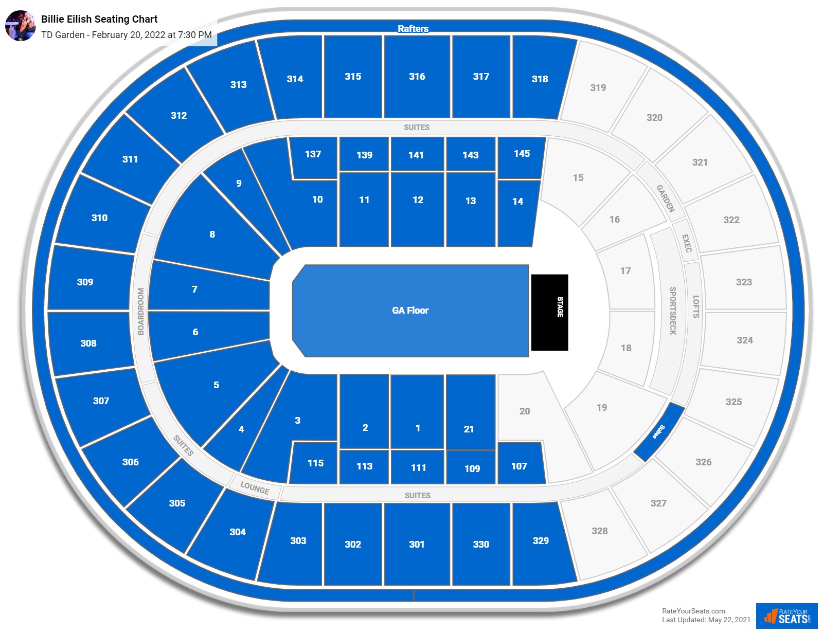 Billie Eilish seating chart TD Garden