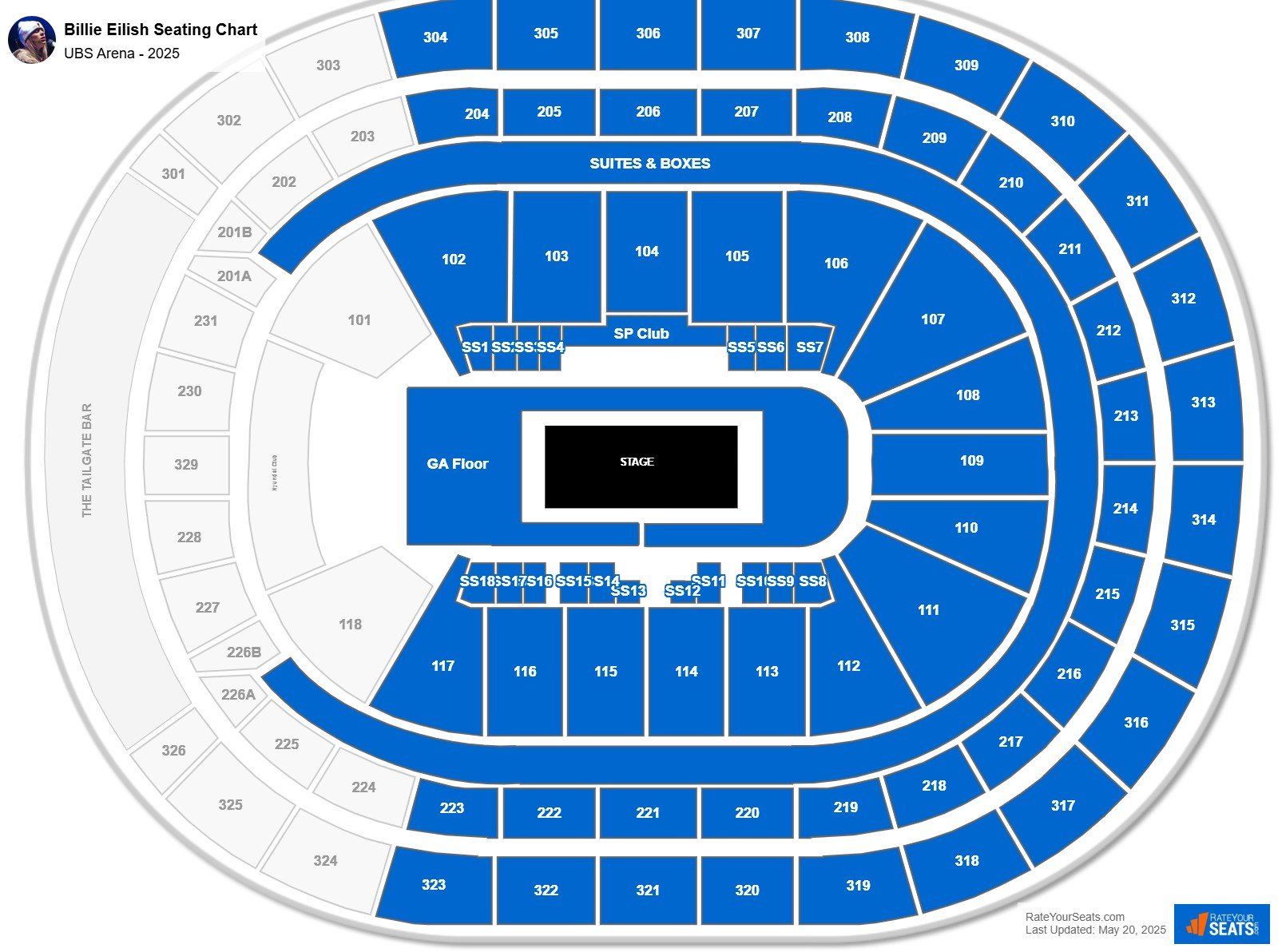 Billie Eilish seating chart UBS Arena