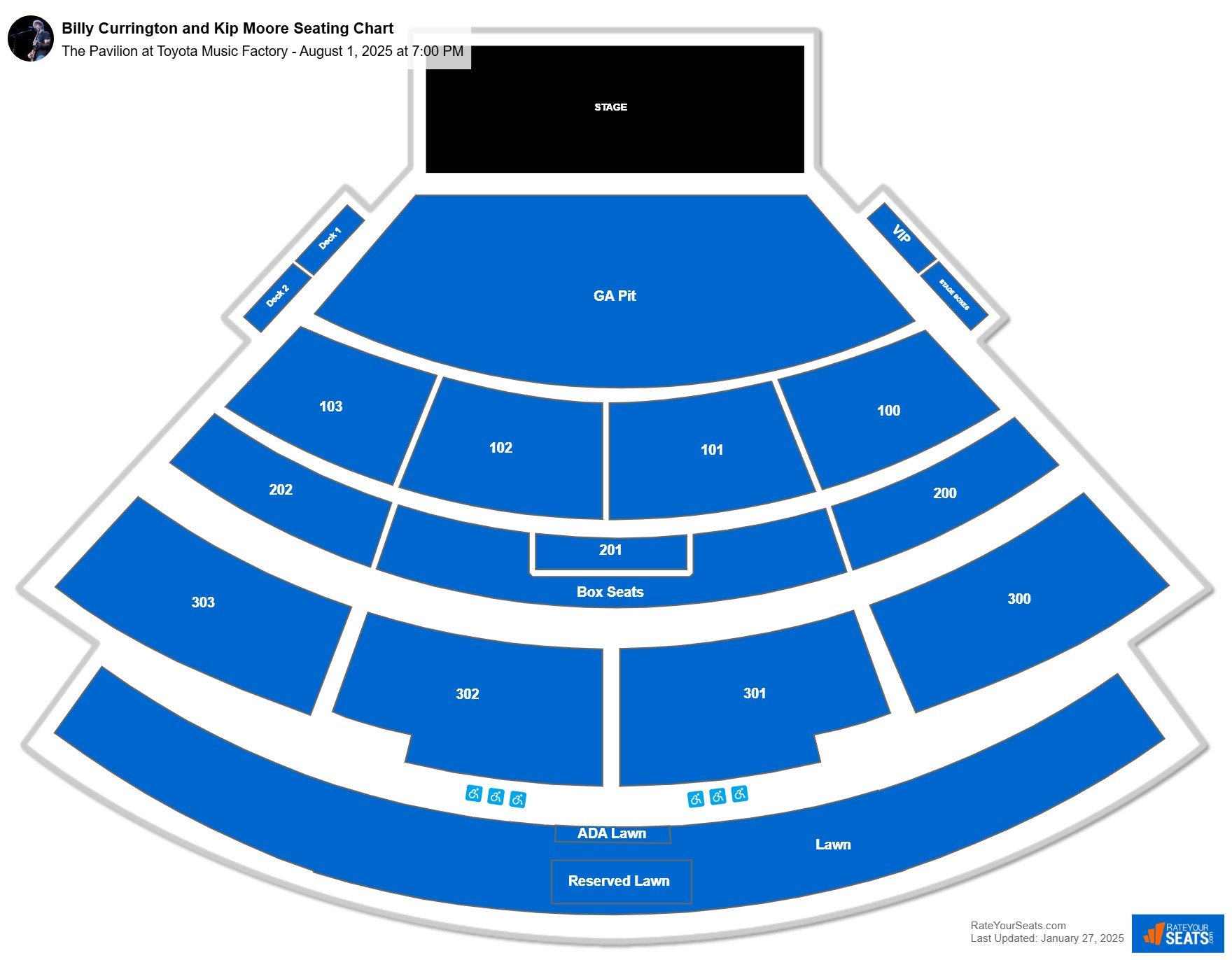 Billy Currington and Kip Moore seating chart The Pavilion at Toyota Music Factory
