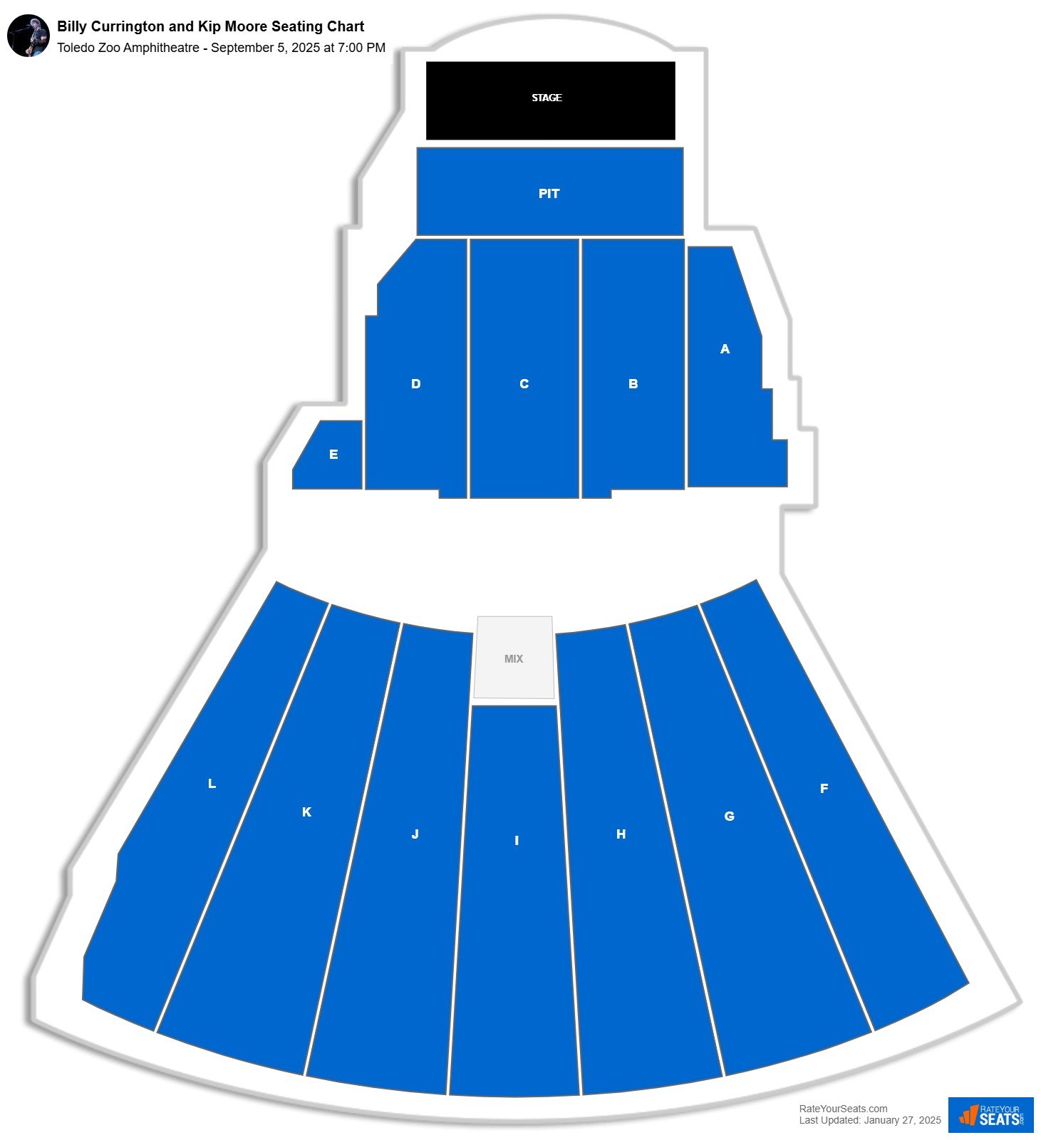 Billy Currington and Kip Moore seating chart Toledo Zoo Amphitheatre