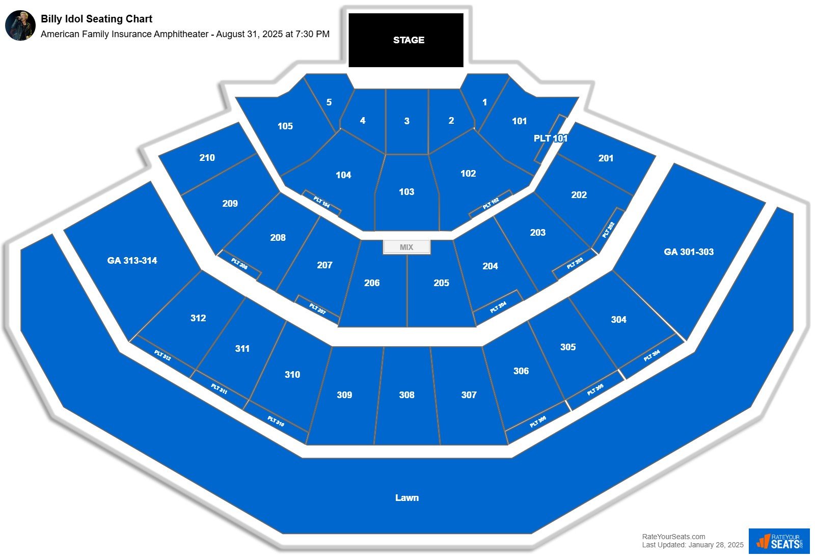 Billy Idol seating chart American Family Insurance Amphitheater